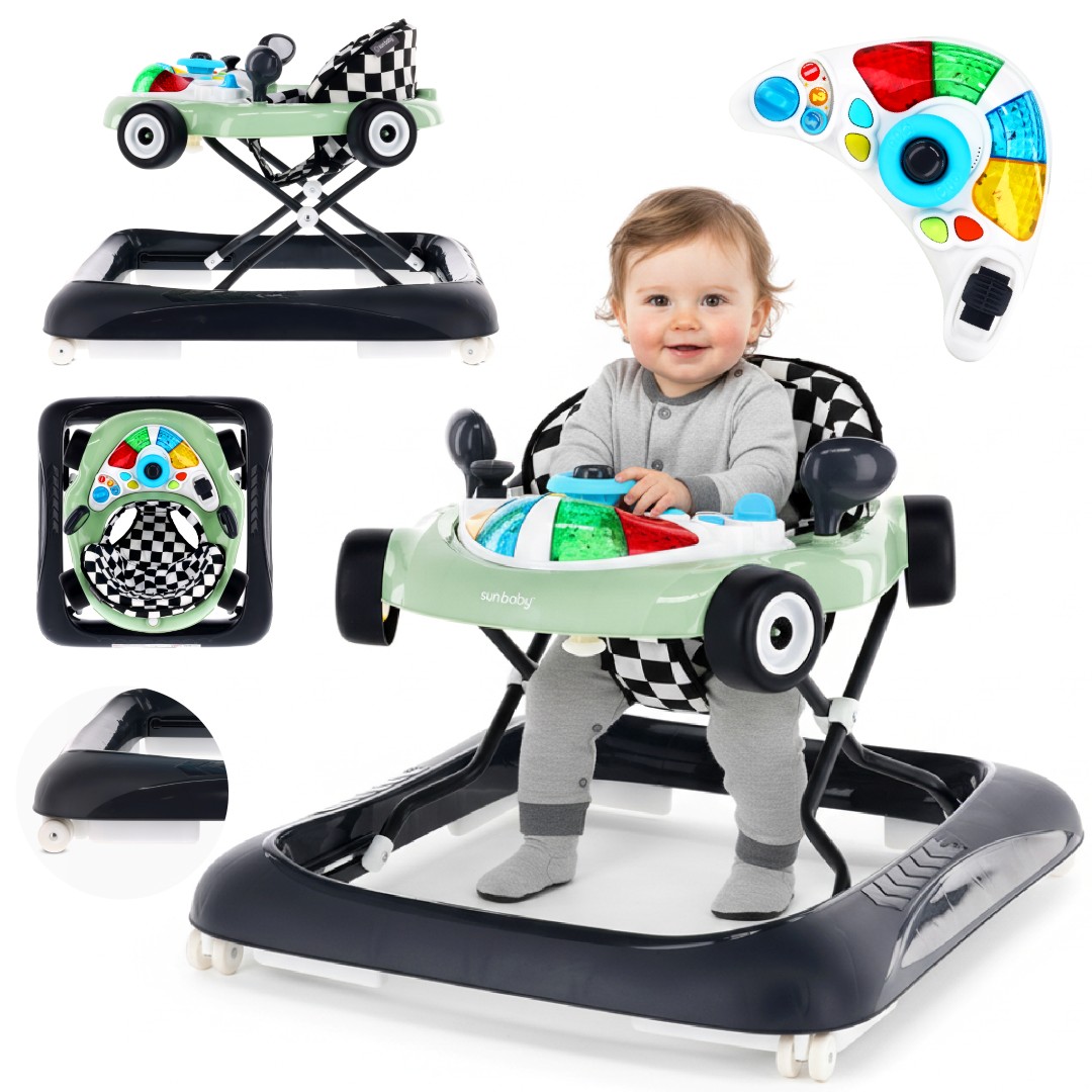 Sun Baby interaktiivinen vauvan kävelytuoli Kilpa-auto, vihreä, 6kk+, 12 kg, EN1273:2020
