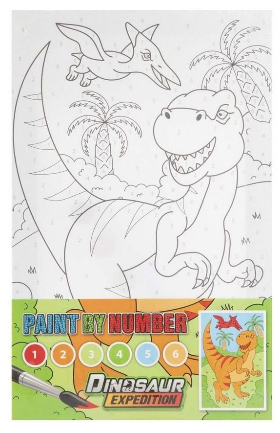 Zdjęcie produktu Grafix Malowanie po numerach Dino pomarańczowa