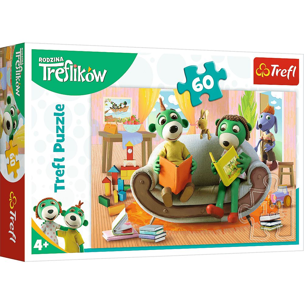 Zdjęcie produktu Puzzle 60 el. Wspólne czytanie bajek. Rodzina Treflików