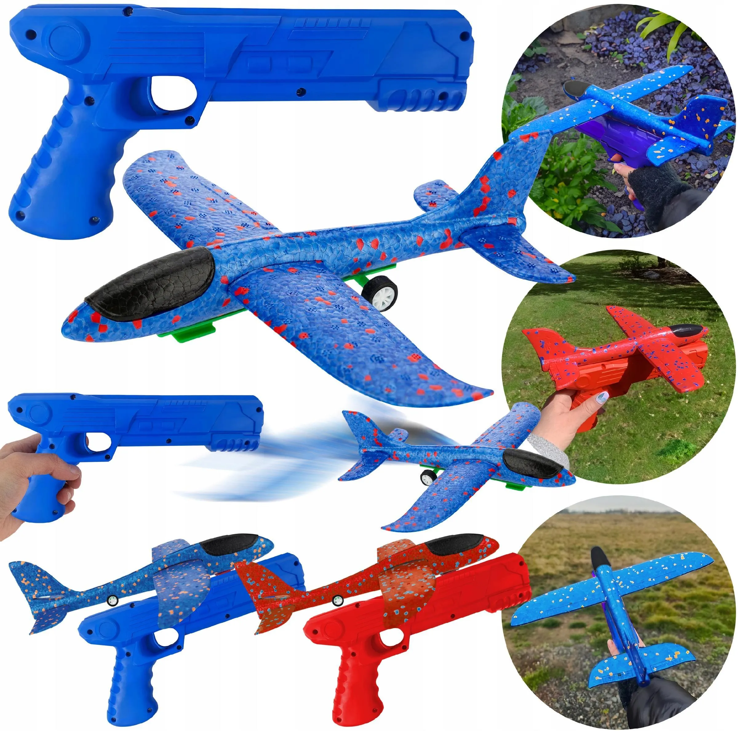 Zdjęcie produktu PISTOLET WYRZUTNIA NA SAMOLOT SAMOLOT ZE STYROPIANU 25cm
