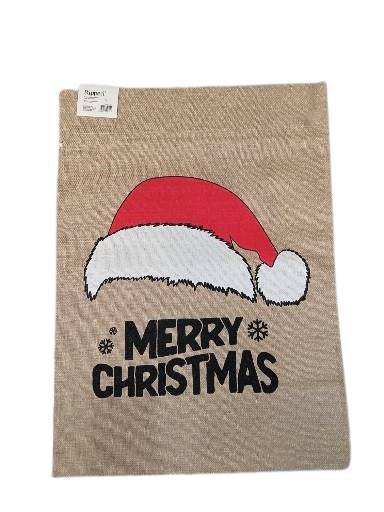 Zdjęcie produktu Worek Mikołaja Materiałowy Świąteczny na prezenty DUŻY 50x70cm ze ściągaczem