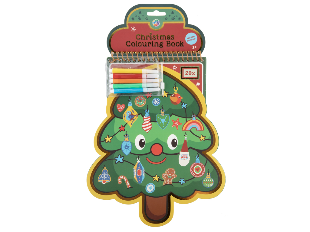 Zdjęcie produktu KOLOROWANKA CHOINKA +  5 PISAKÓW XMAS 20 STRON, 30 CM, 800067