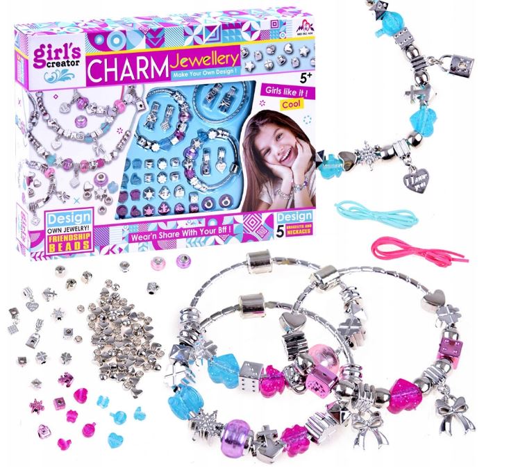 Zdjęcie produktu Zestaw do robienia bransoletek charms 73el. fioletowe