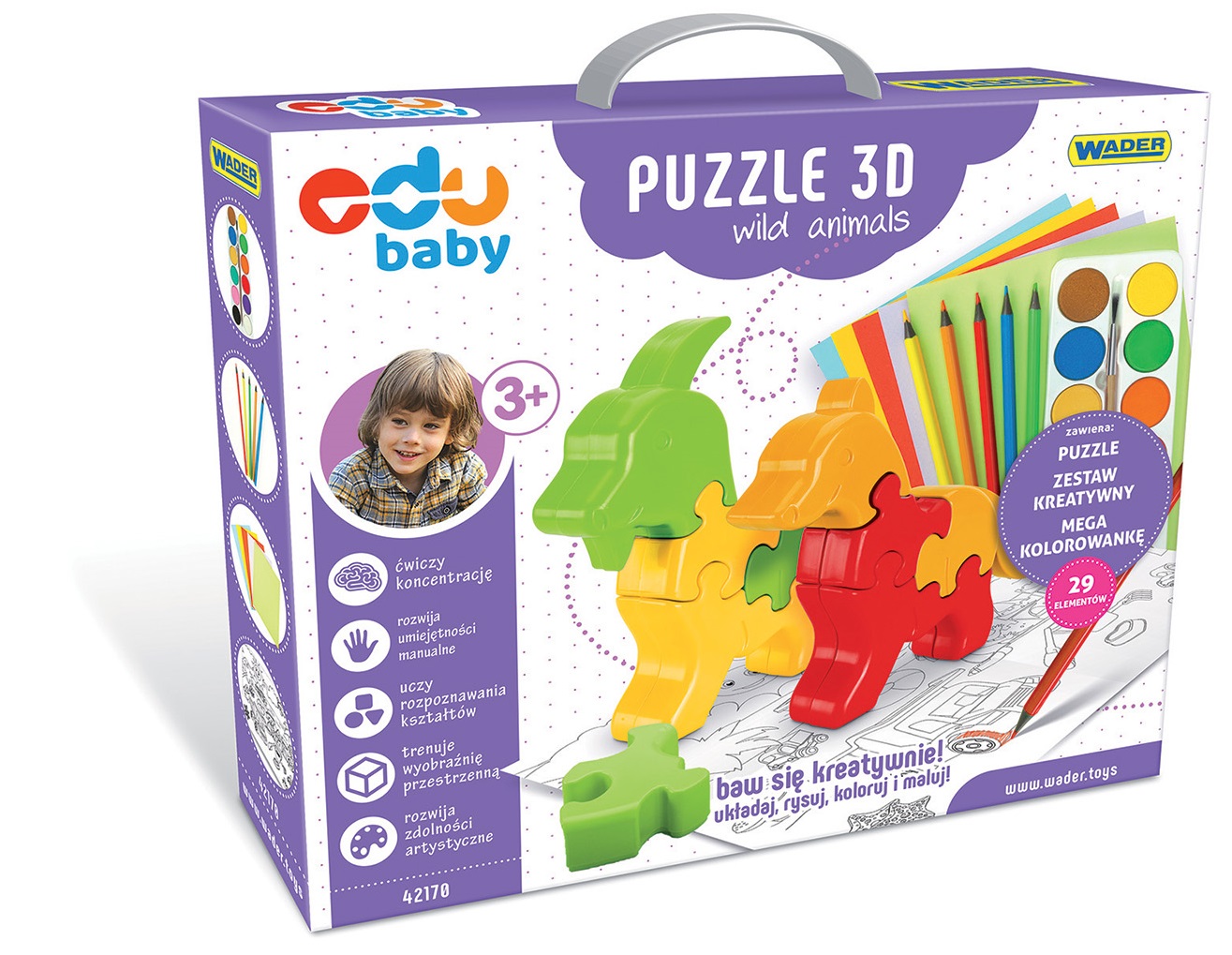 Zdjęcie produktu Puzzle 3D Dzikie zwierzęta Wader