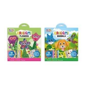 Zdjęcie produktu Origami z naklejkami kwiaty/zwierzęta 18 ark mix