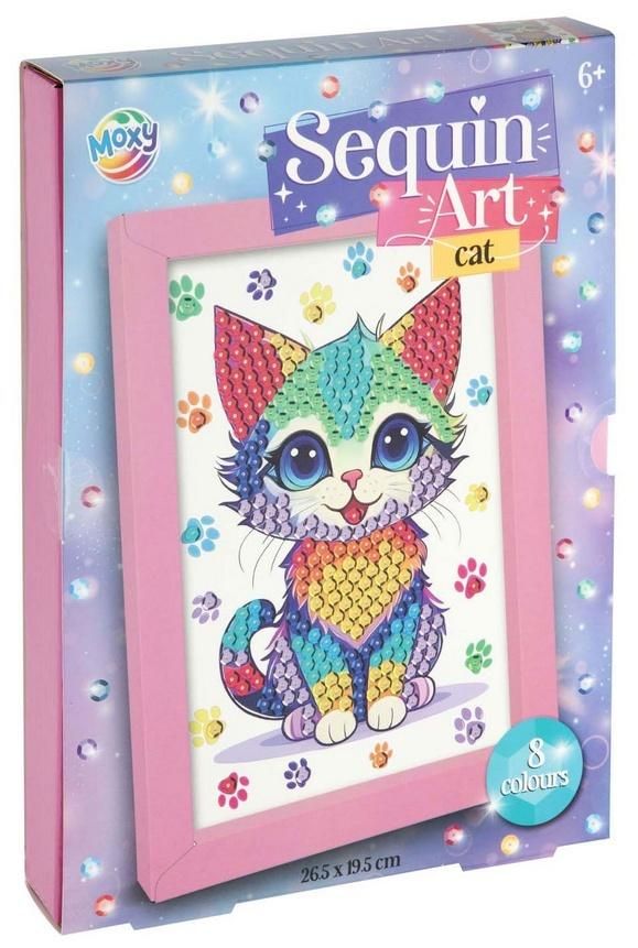 Zdjęcie produktu Kotek - Lśniący obrazek cekinowy z ramką