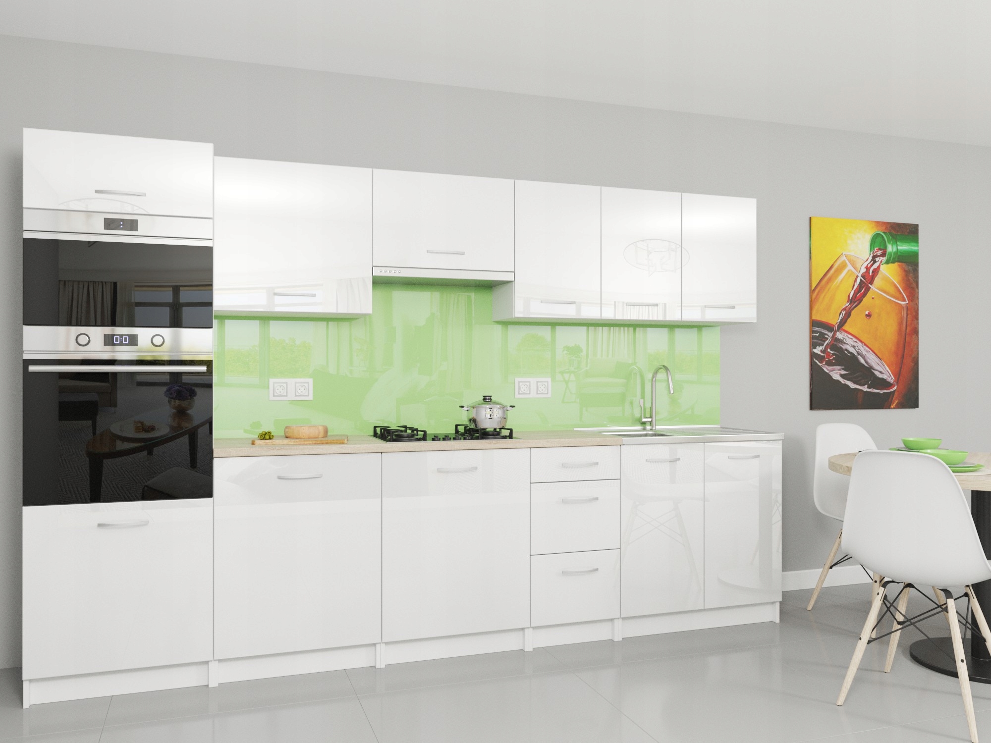 Zestaw mebli kuchennych Santorini Białe w POŁYSKU