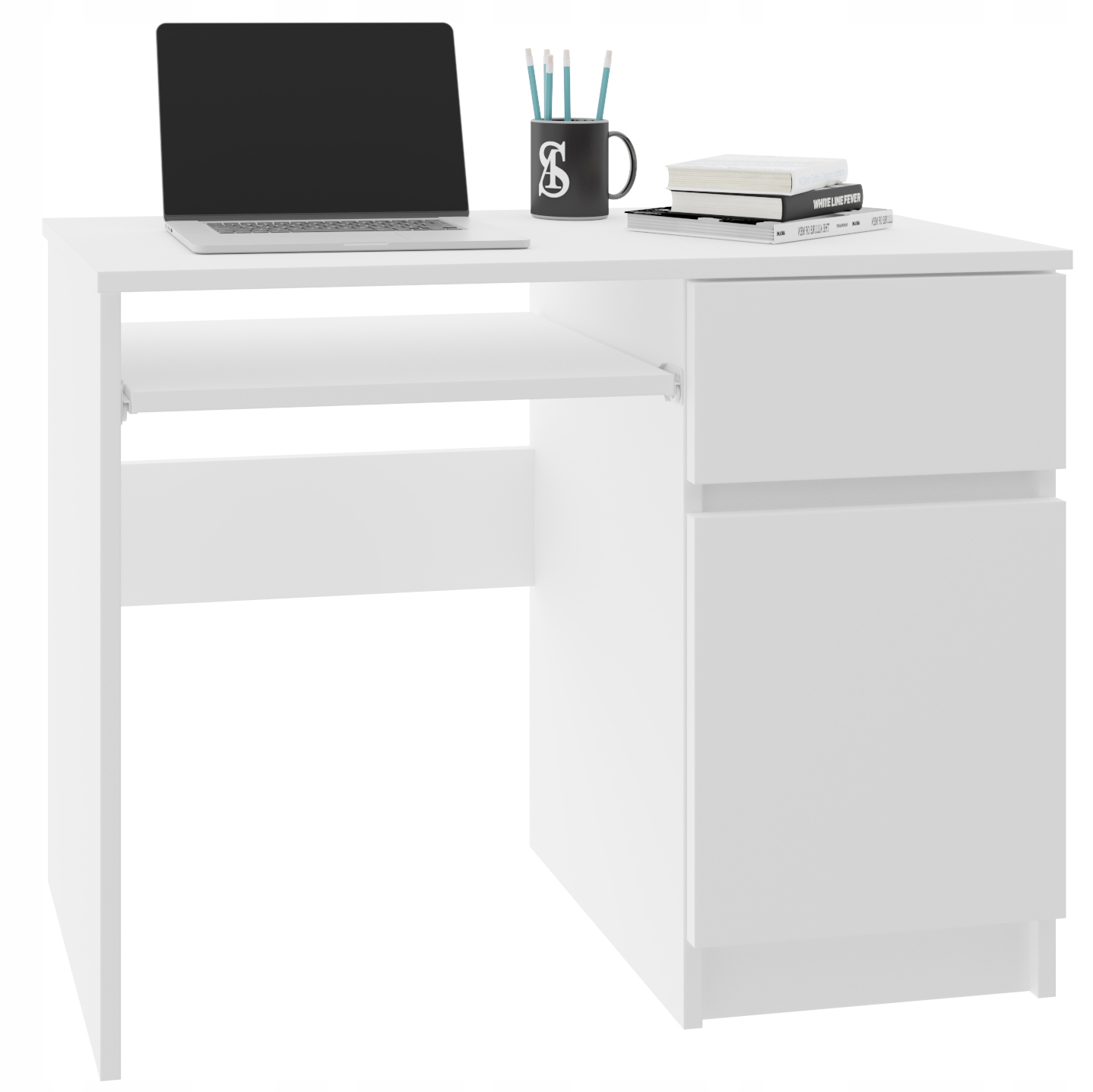 Biurko komputerowe Stolik 90 cm Białe Komódka