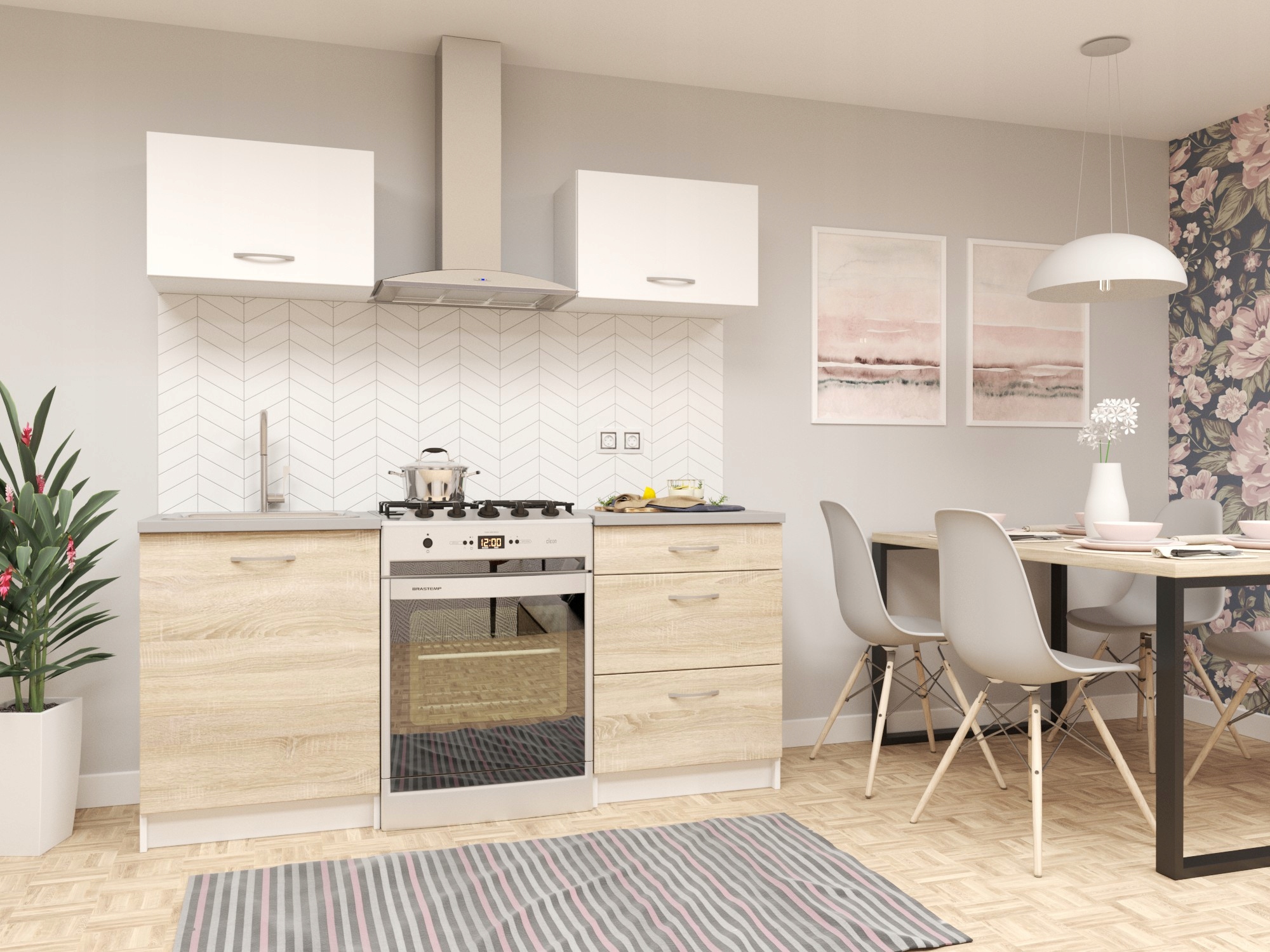 Zestaw mebli kuchennych Oslo TANIE Białe Sonoma