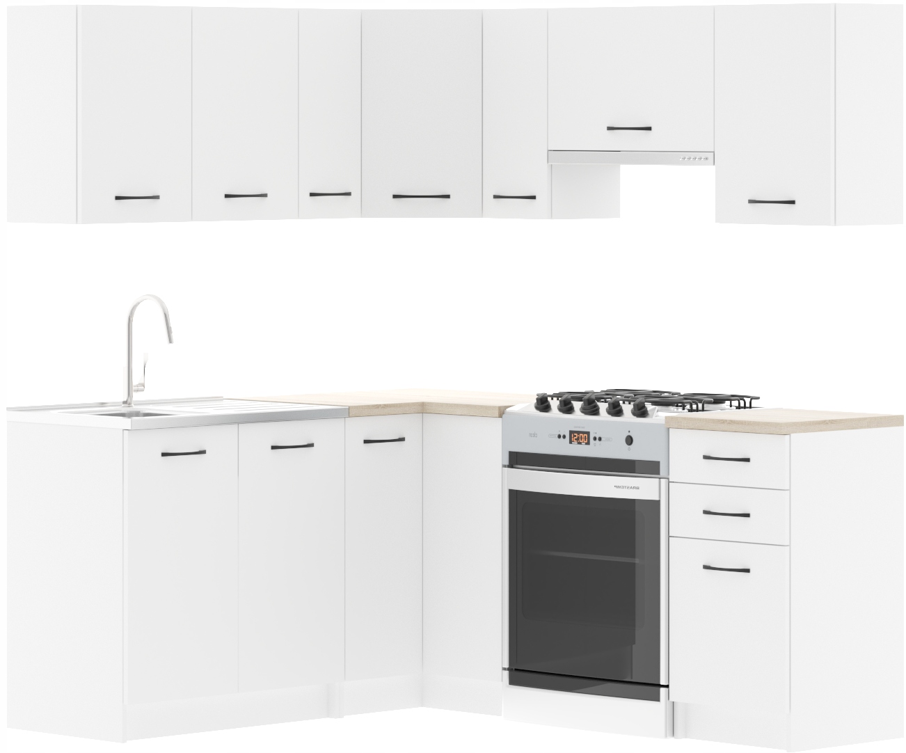 Zestaw mebli kuchennych Nicea Narożne Białe B-C