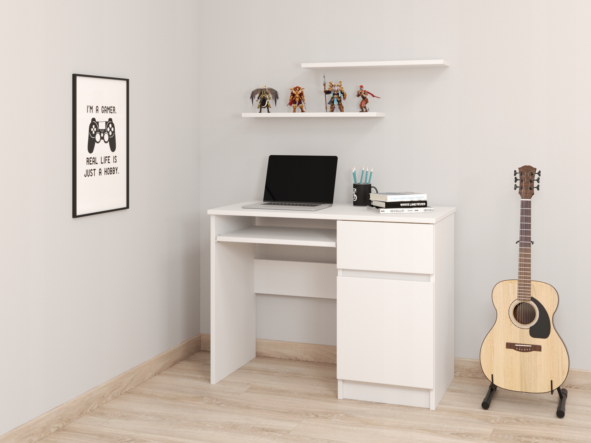 Biurko komputerowe Stolik 90 cm Białe Komódka