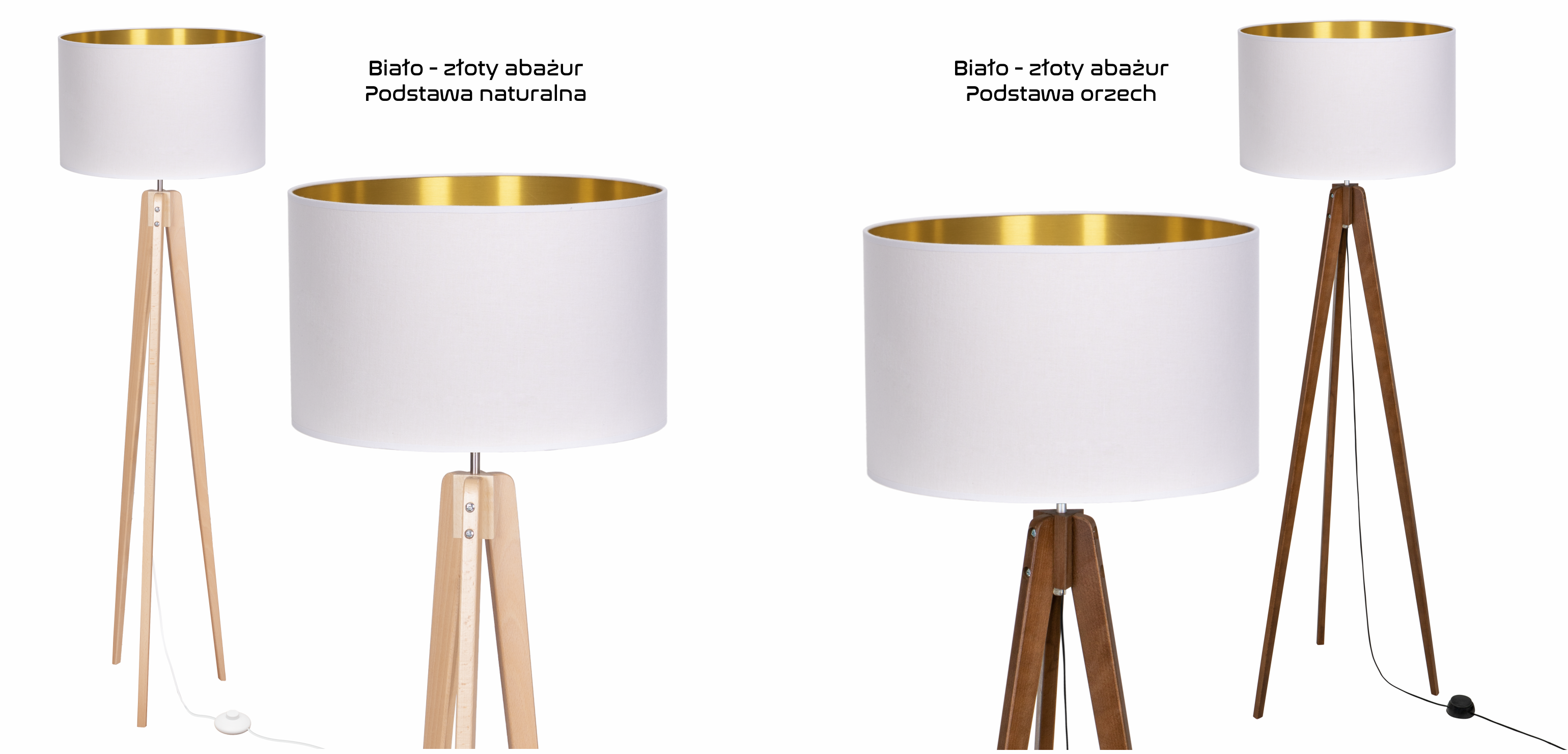 LAMPA PODŁOGOWA TRÓJNÓG, DREWNO, różne RODZAJE
