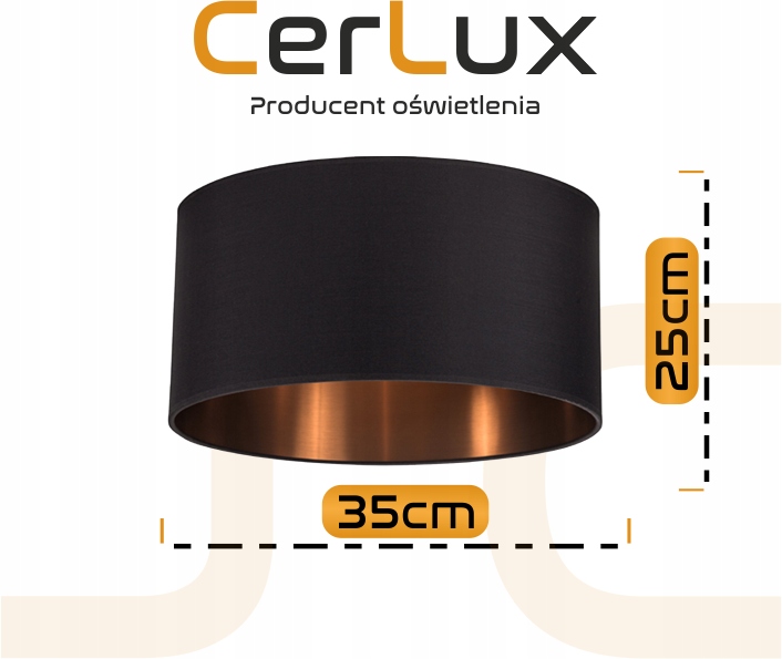 Abażur KLOSZ LAMPA Czarno Miedziany/Złoty 35 cm h 25cm