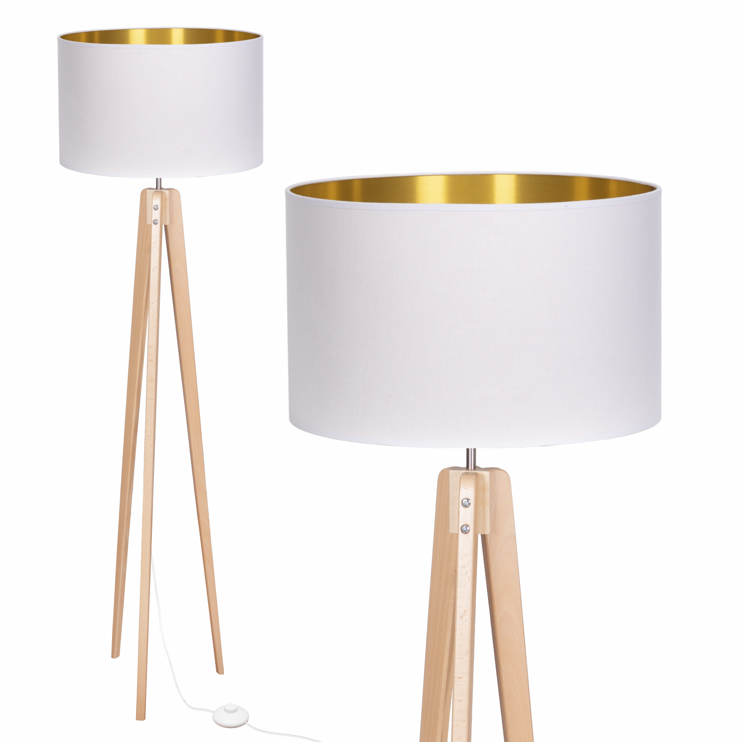 LAMPA PODŁOGOWA TRÓJNÓG, DREWNO, różne RODZAJE