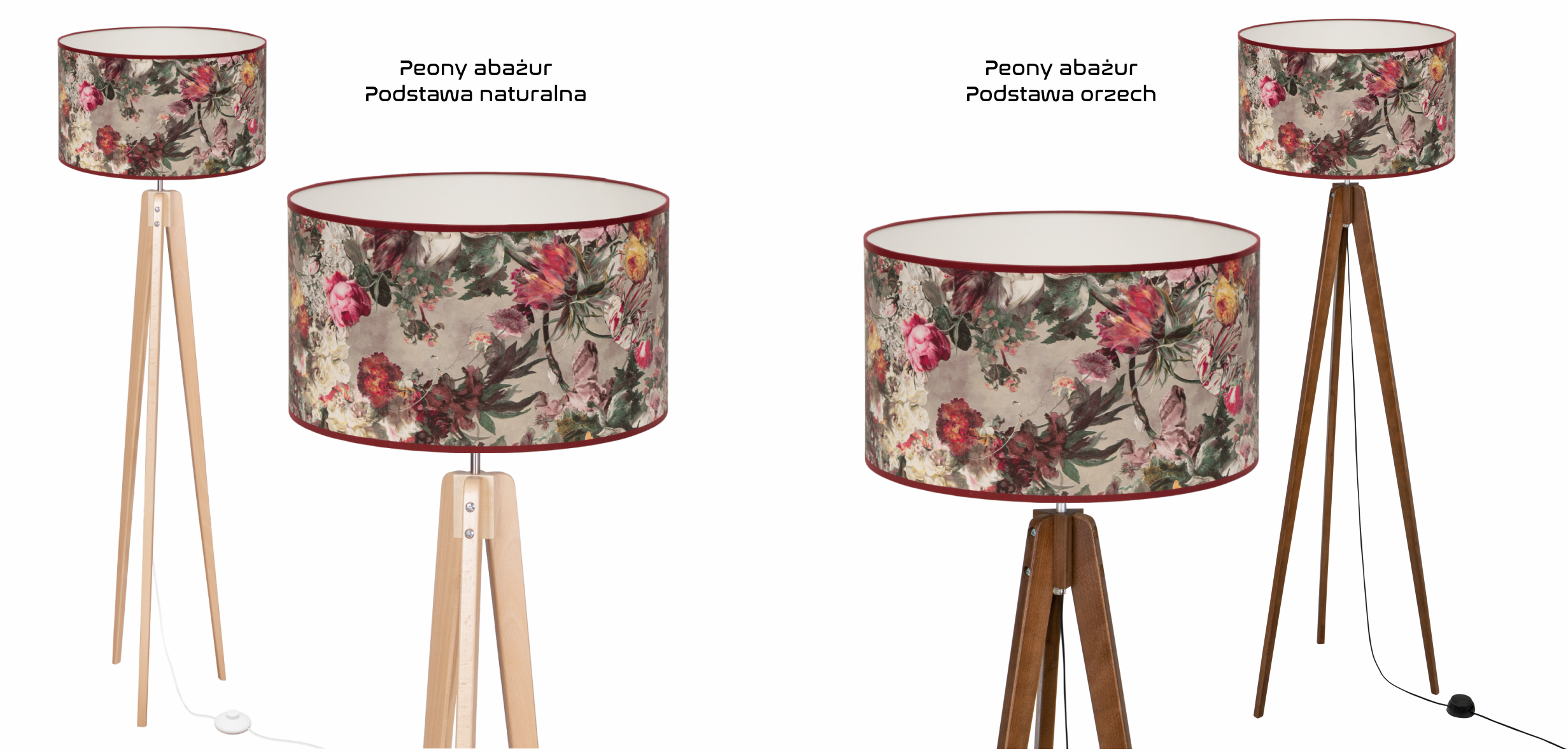 LAMPA PODŁOGOWA TRÓJNÓG, DREWNO, różne RODZAJE