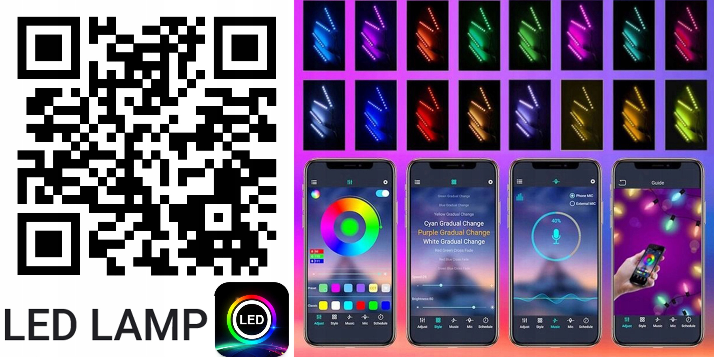 ŚWIATŁA LED 90-120 ANDROID - TUNNING AUTA