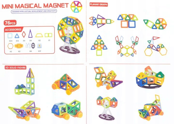 KLOCKI MAGNETYCZNE NOWE 76EL.