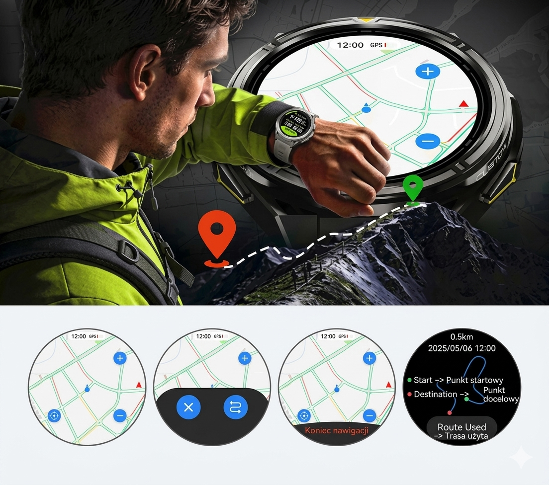CUBOT GT5 smartwatch z GPS L1 L5 i mapami offline