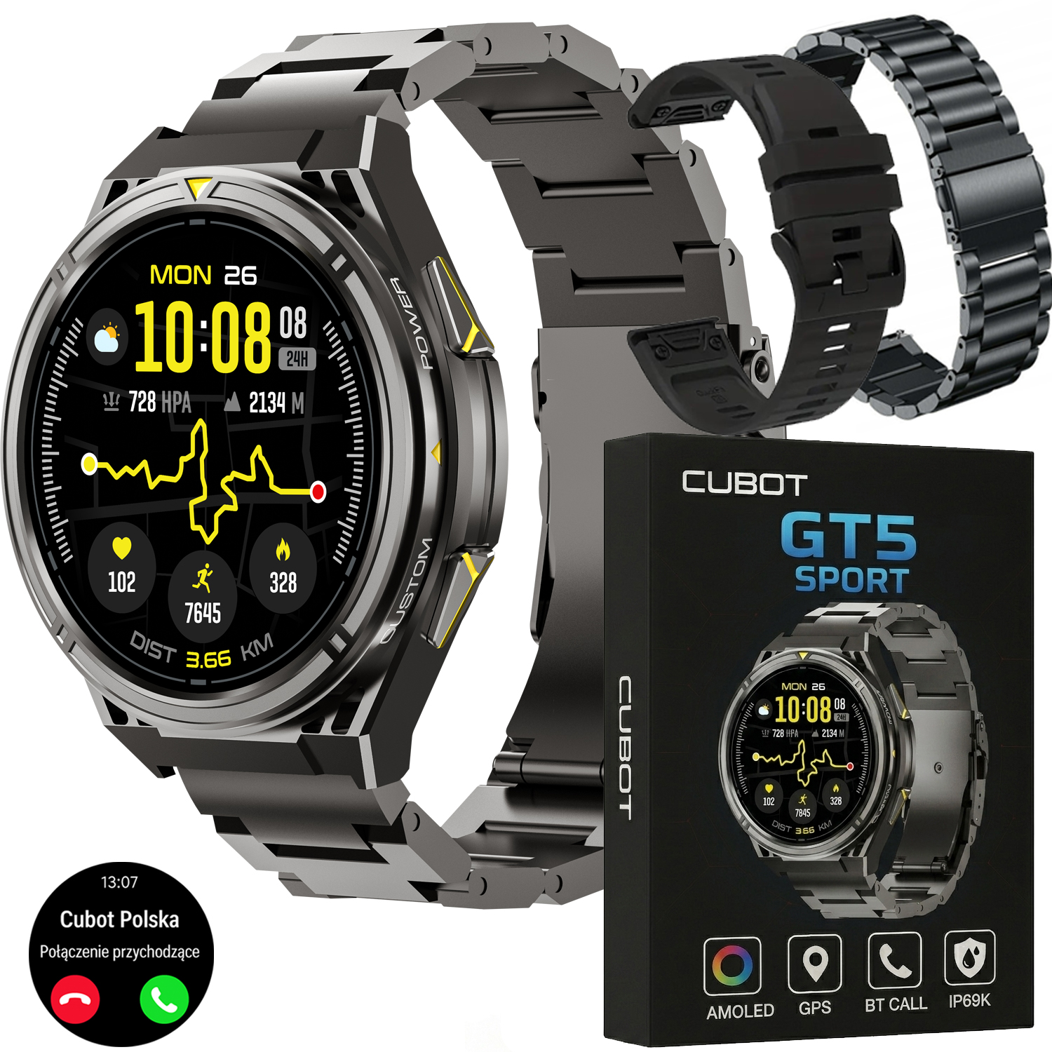 CUBOT GT5 zestaw smartwatch paski bransoleta ładowarka i instrukcja