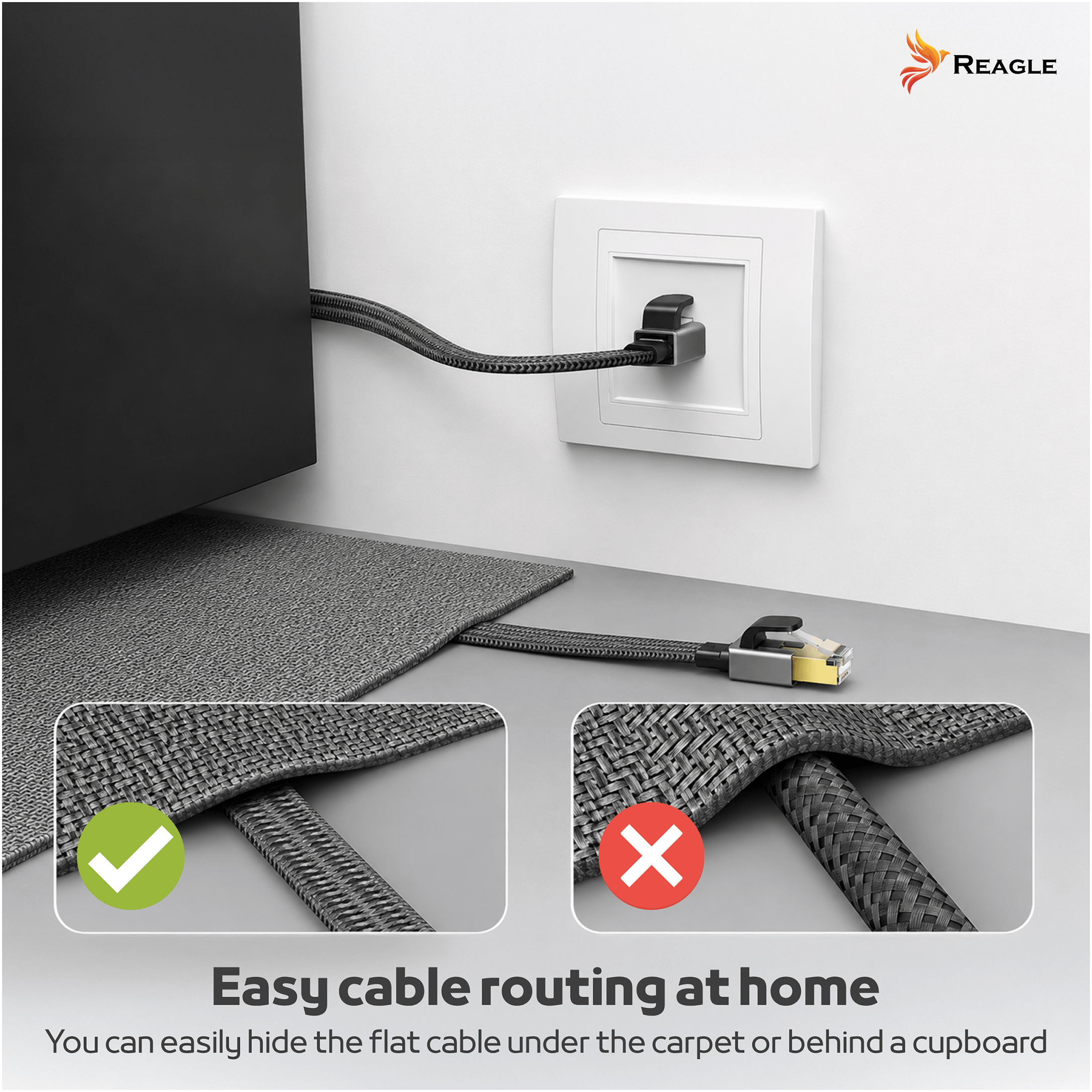 Reagle Kabel Sieciowy LAN ETHERNET RJ45 Cat8 SFTP 40Gbps 2M Skrętka Płaski_2