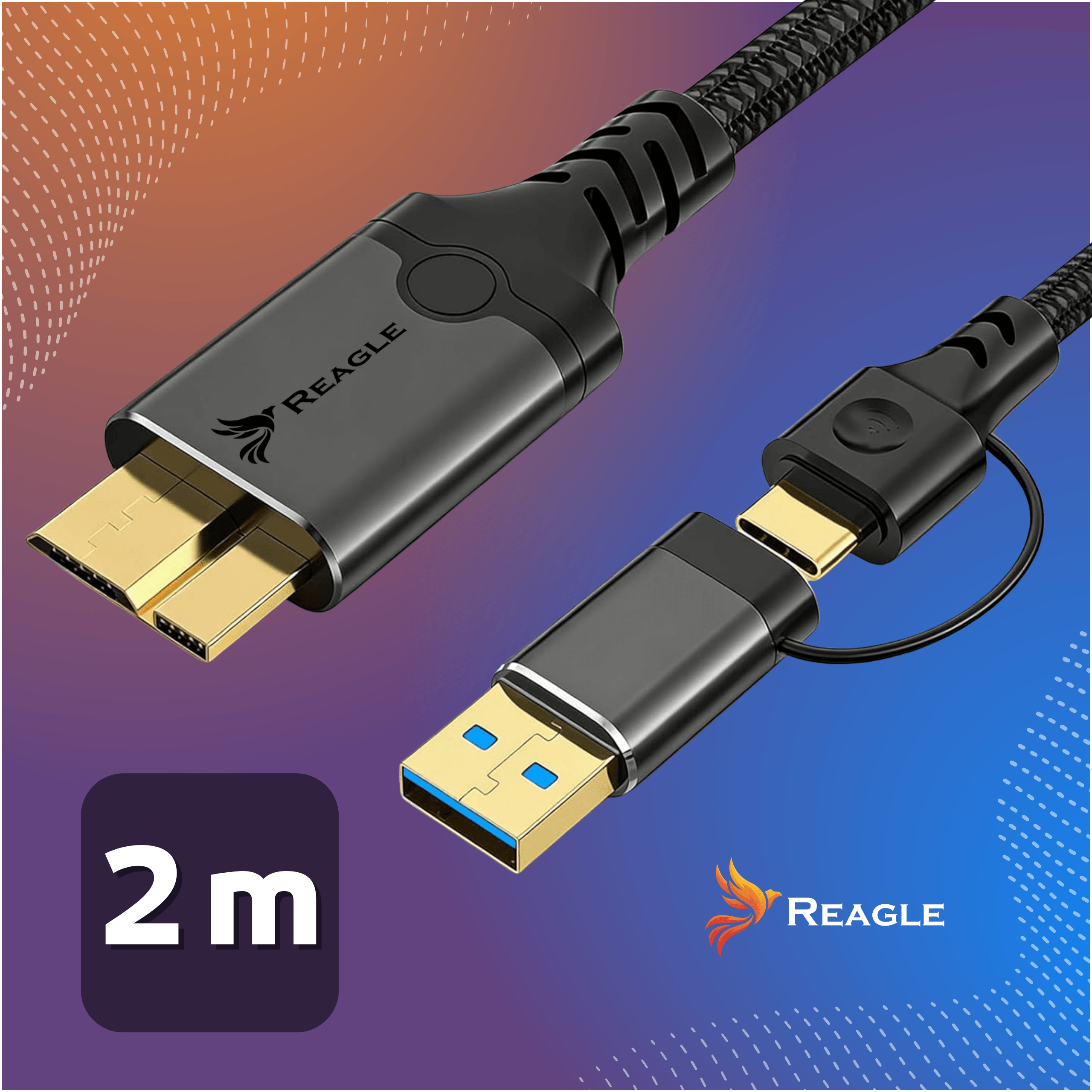 Wytrzymały kabel Reagle w nylonowym oplocie