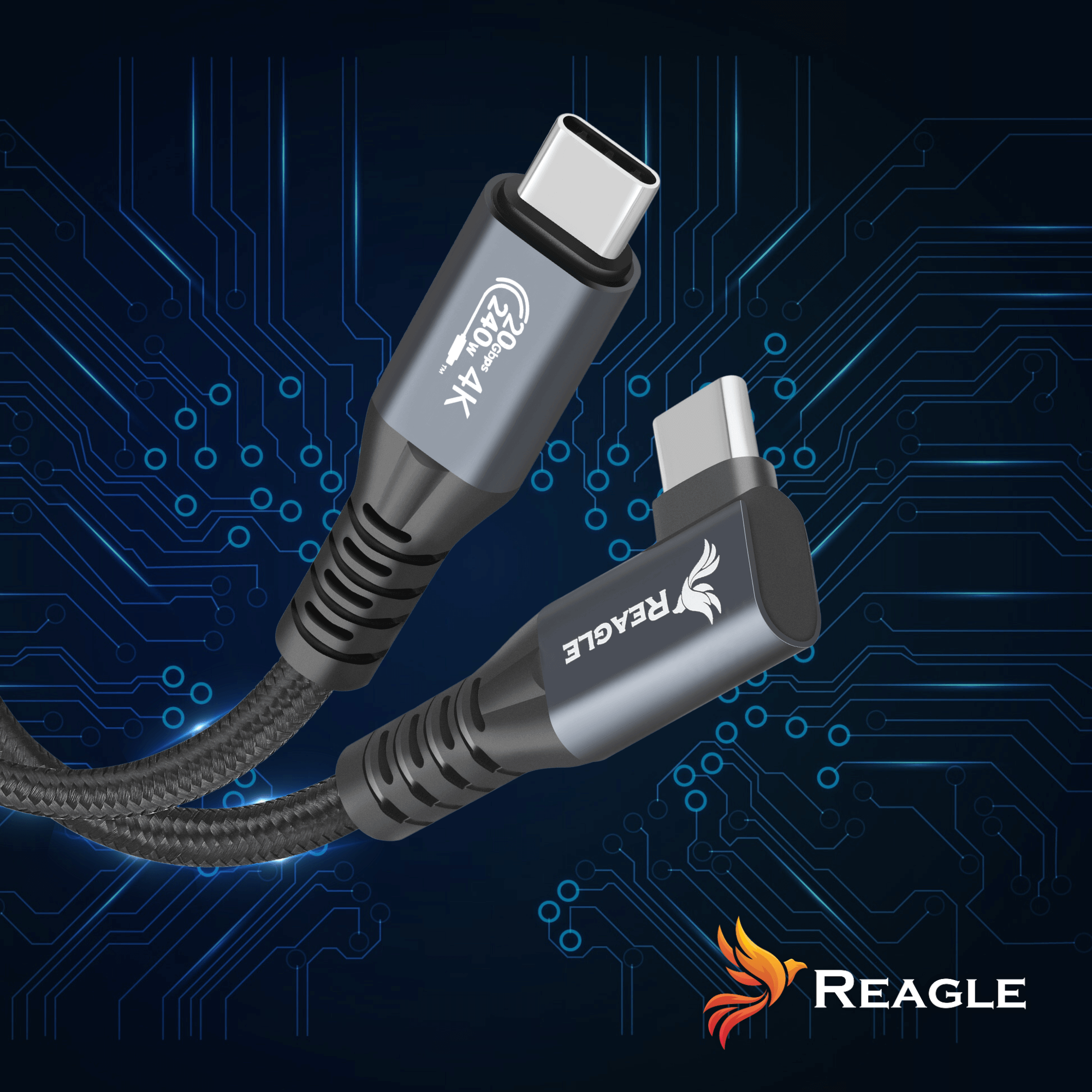 Kątowy kabel USB-C Reagle do grania i ładowania