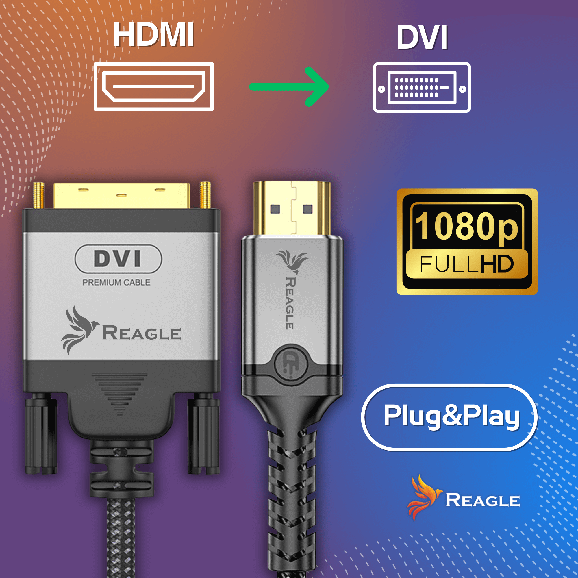 Reagle HDMI zu DVI 1.5M Bi-direktionales DVI-HDMI 24+1 Kabel_2