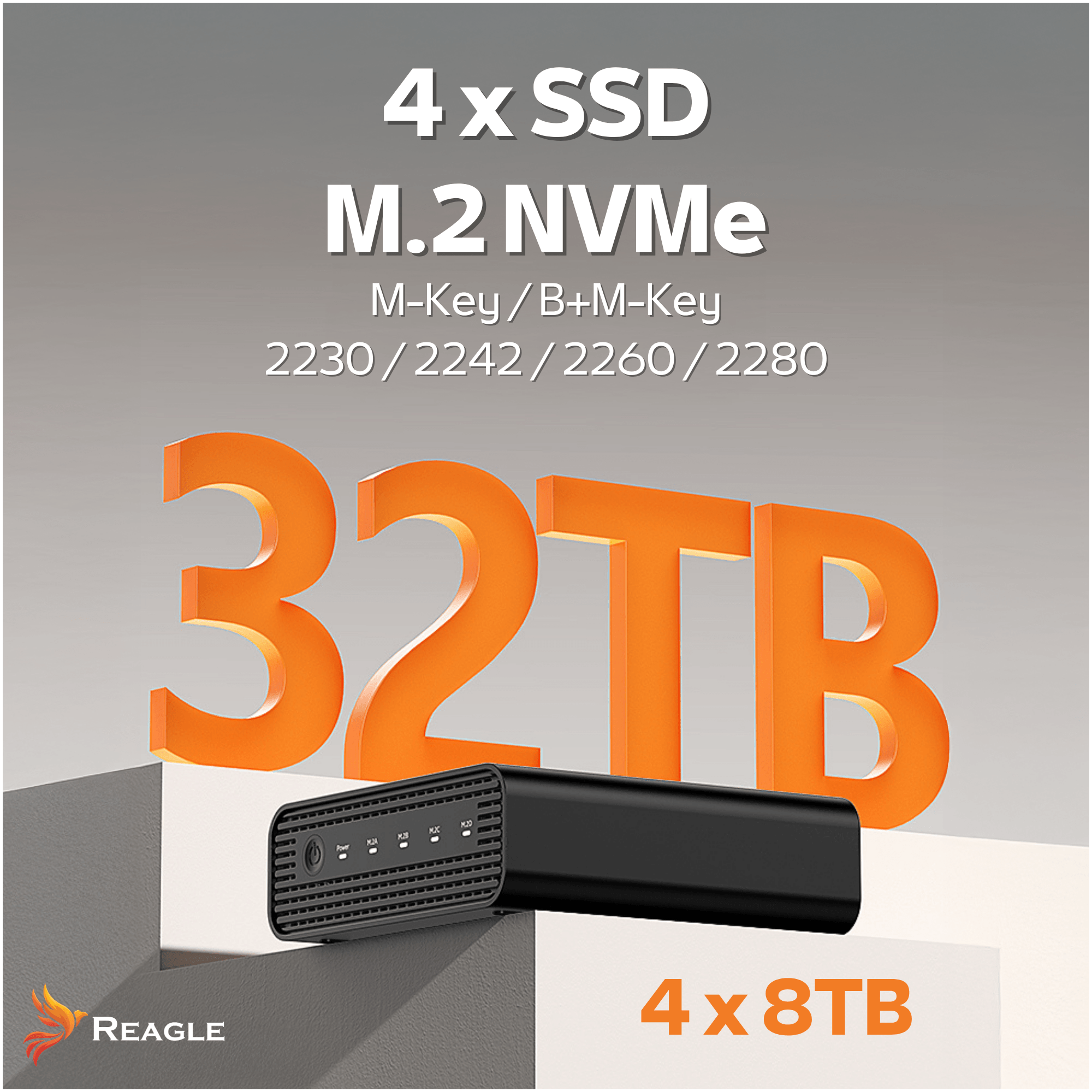 Reagle RE92M2 — cztery dyski nvme, do 32 tb fizycznej pojemności