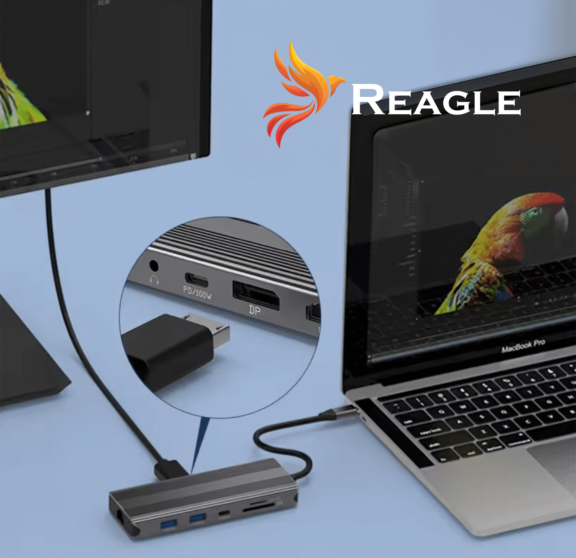 REAGLE HUB USB-C 10w1 DisplayPort 1.4 HDMI 2.1 8K 4K 144Hz Display Port M1_3