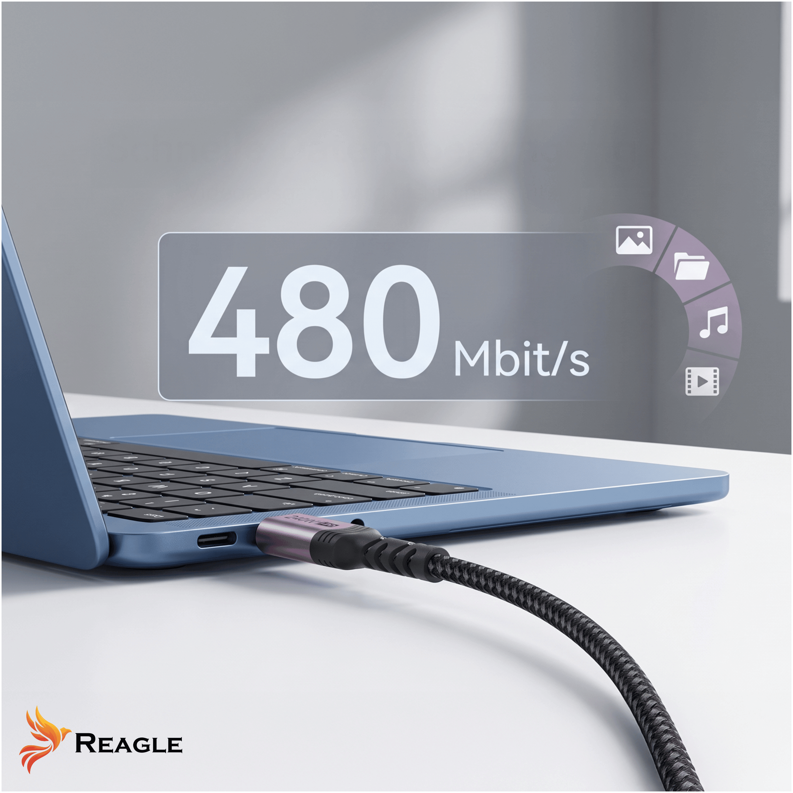 Reagle USB C kabel PD 240W QC 4.0 50cm