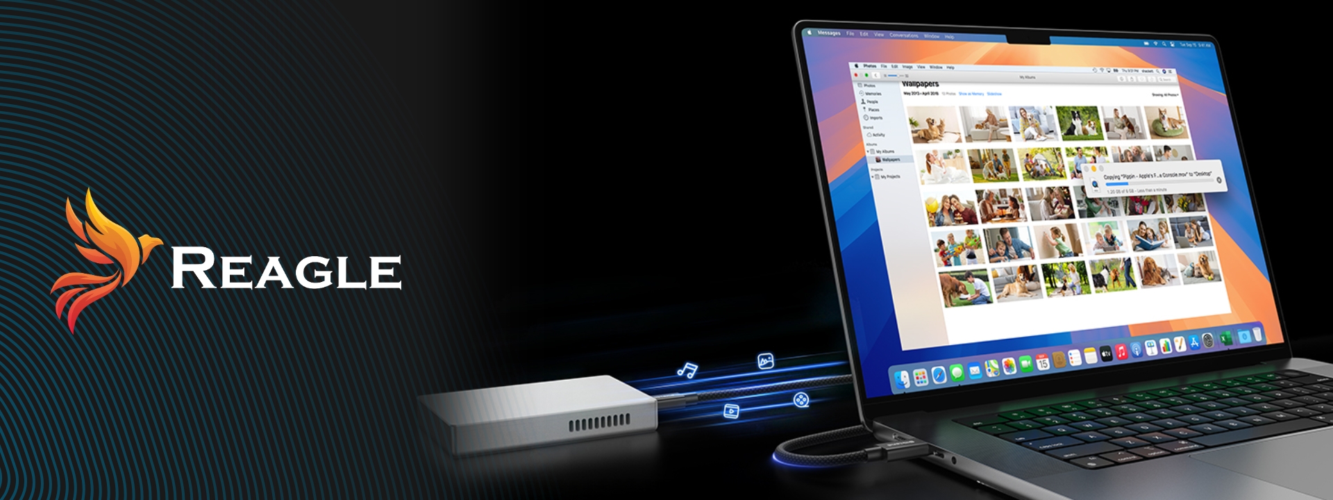 REAGLE Kabel THUNDERBOLT 5 USB-C PD 240W 16K 80 Gbps USB4, Macbook Pro 14 16 1m_1