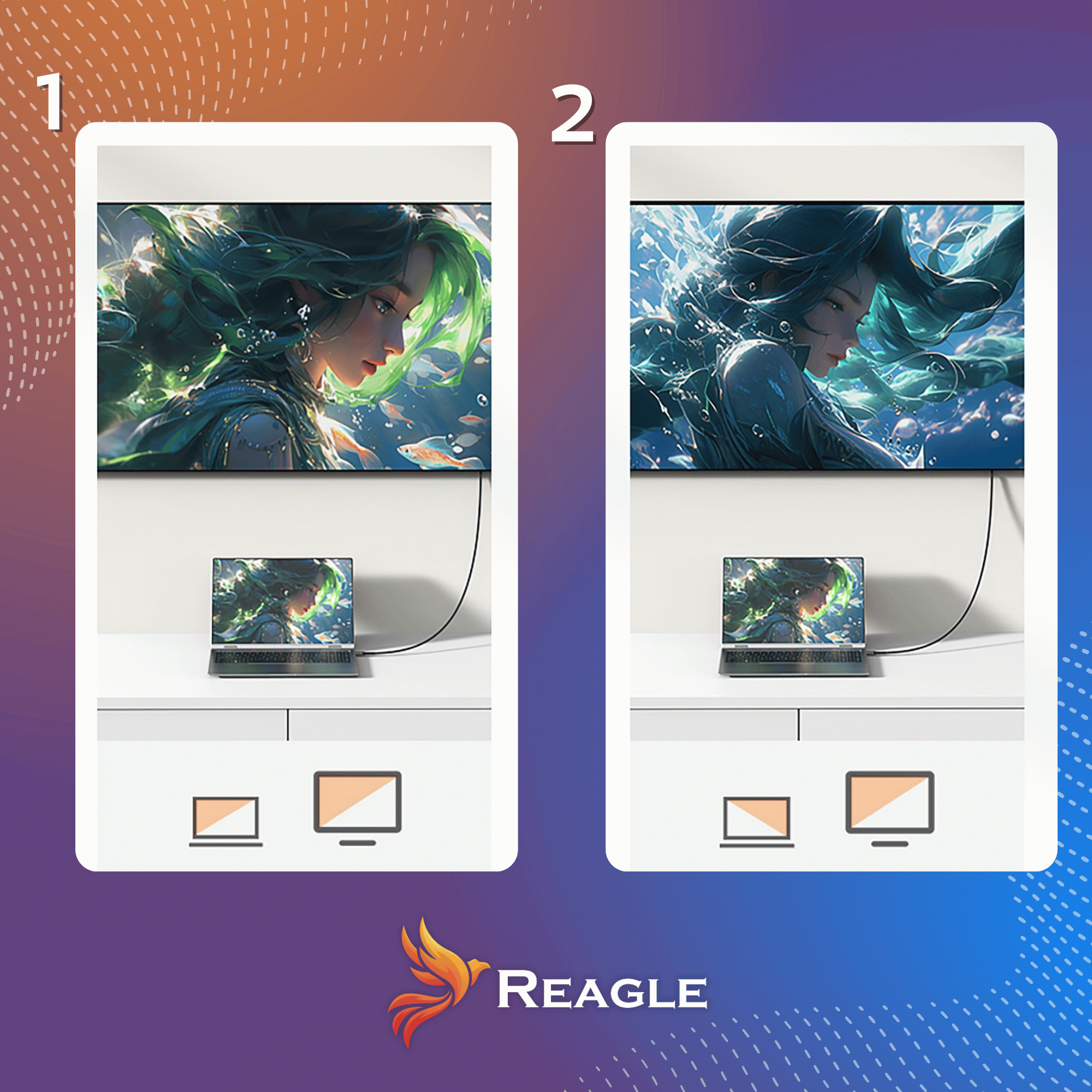 Reagle RHVG200S Video Mirroring Extended Desktop HDMI VGA