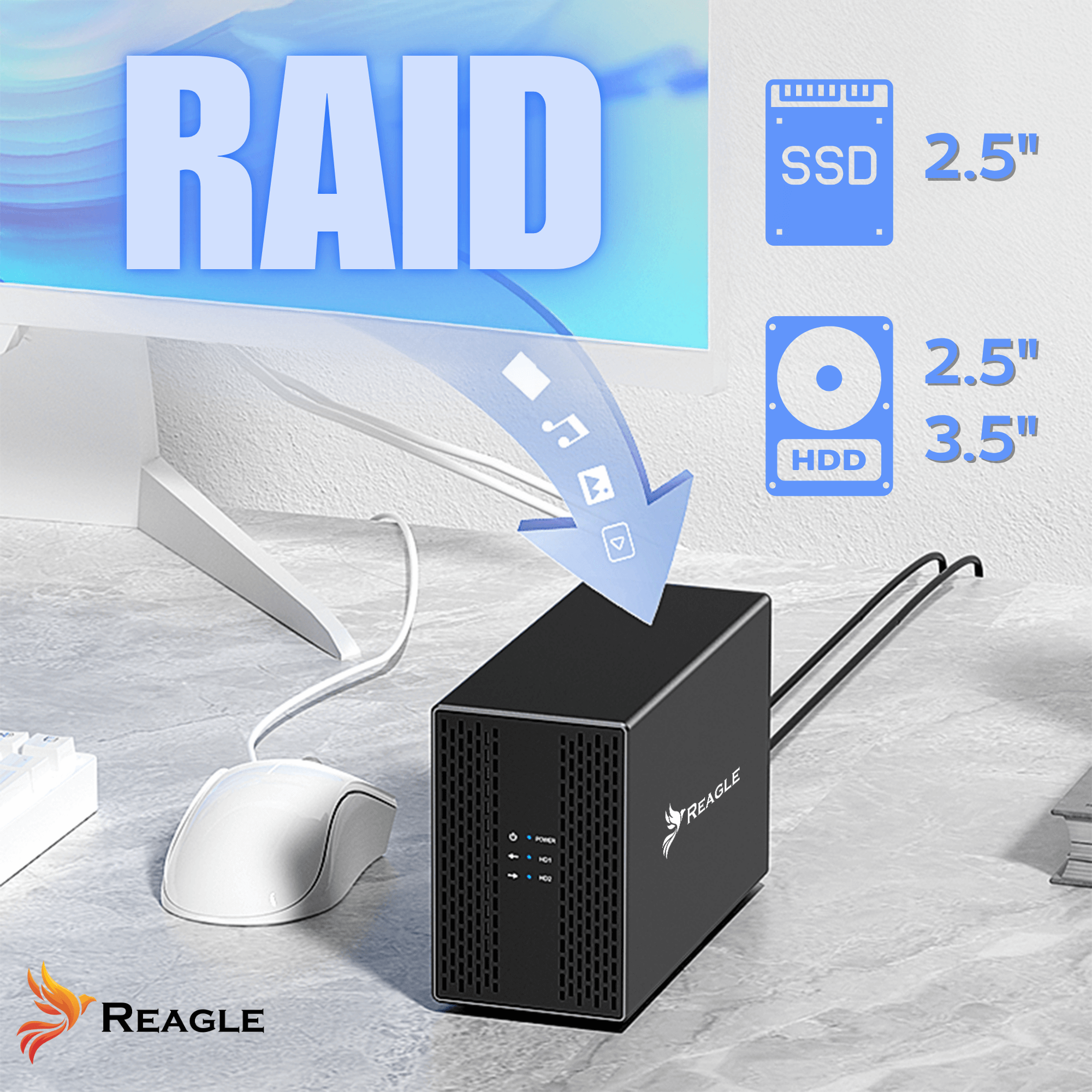 OBUDOWA DYSKU HDD SSD 2x 3,5" SATA III USB 3.2 KIESZEŃ RAID JBOD PM DO 40TB_3