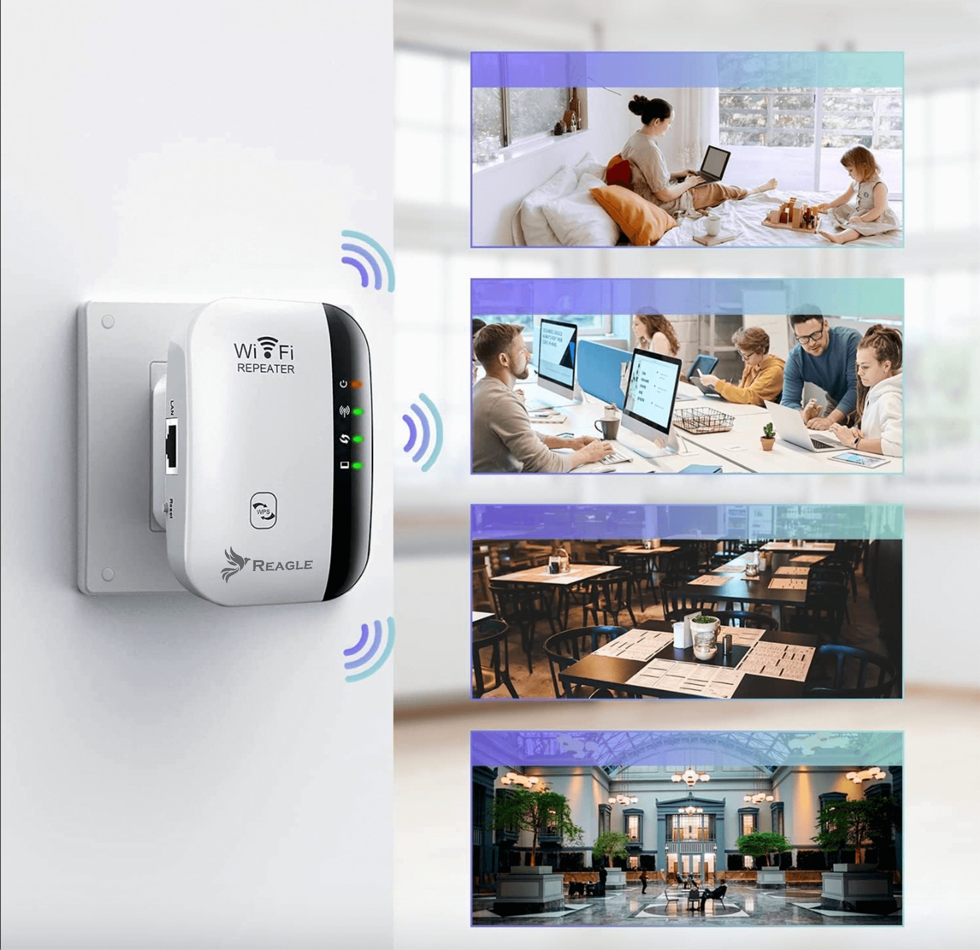 WZMACNIACZ SIECI SYGNAŁU WIFI 2.4 GHz 802.11n REAPETER 300MB/S EXTENDER 3w1_3