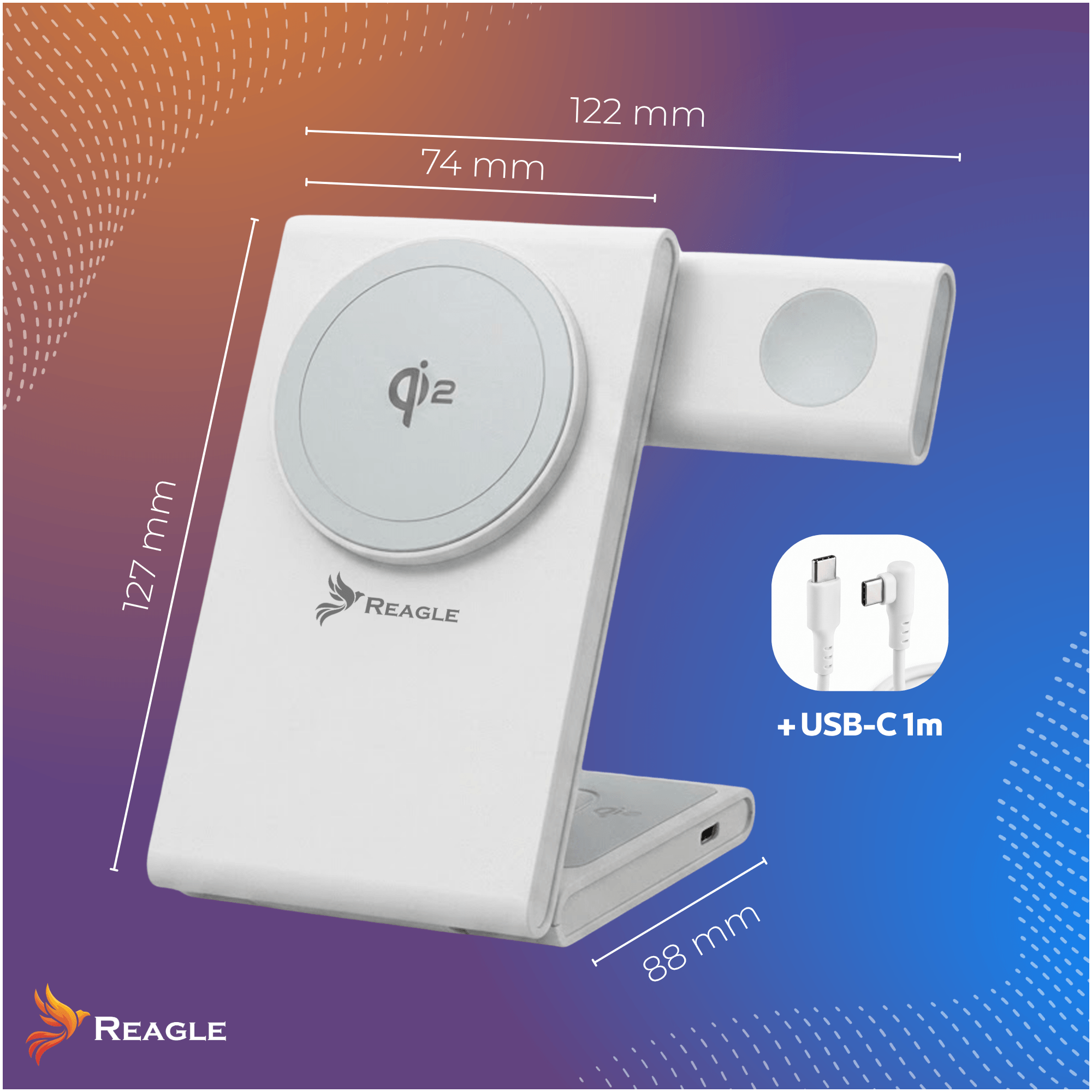 Ładowarka indukcyjna MagSafe Qi2 15W 3w1 biała RCHARW51W
