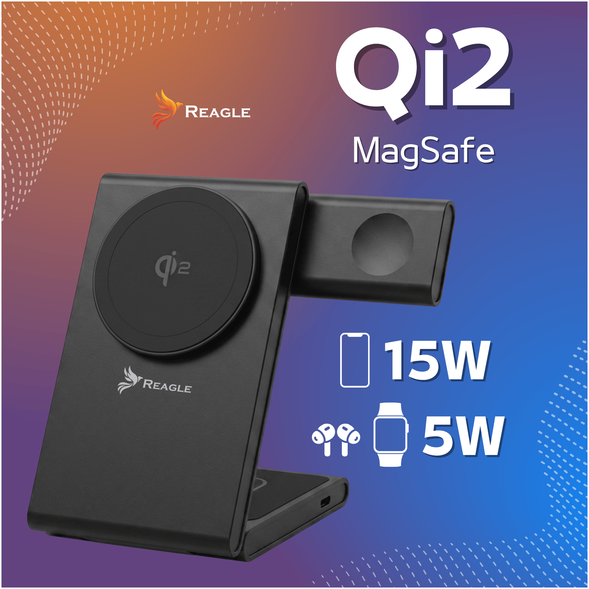 Reagle RCHARW51B — Magnetyczne ładowanie Qi2 / MagSafe