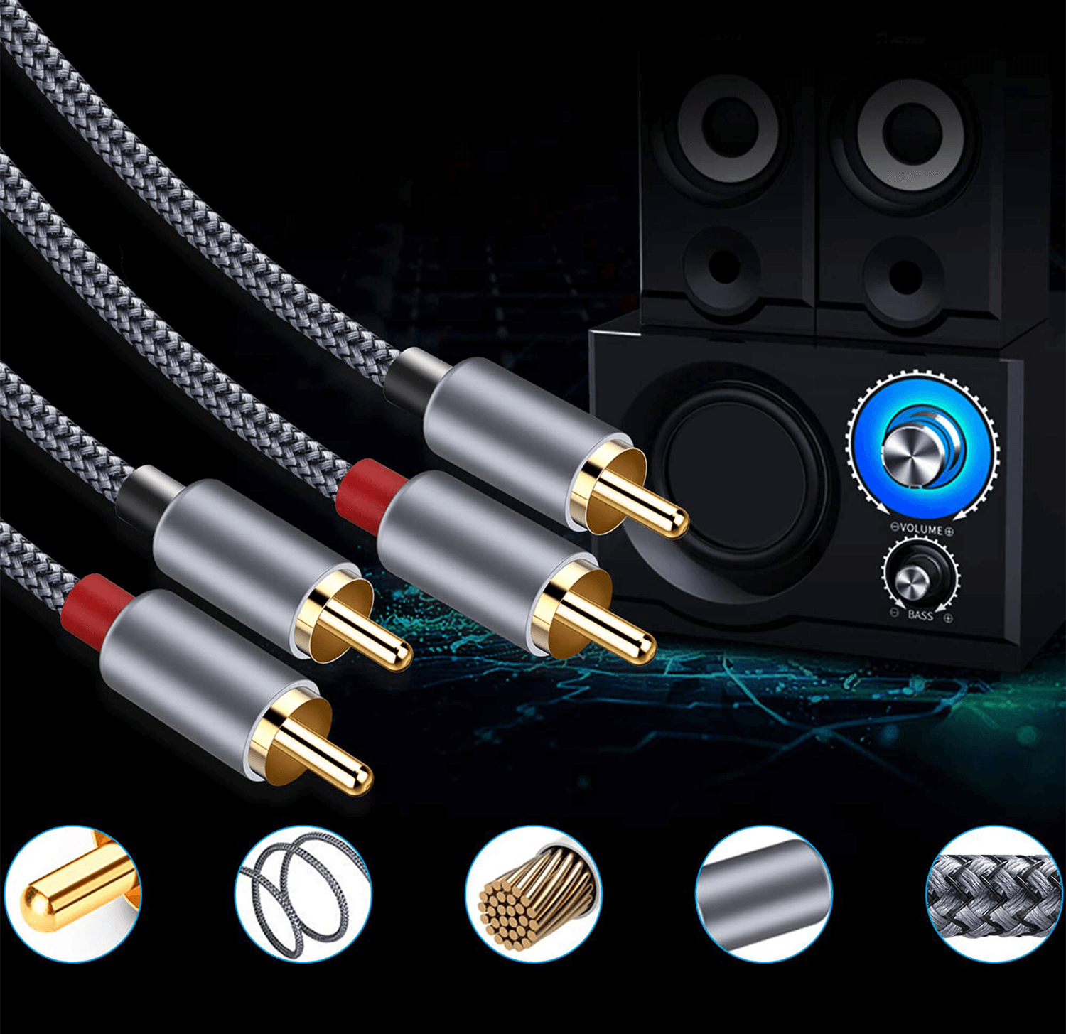 REAGLE KABEL 2RCA - 2RCA CINCH PRO OFC HQ AUDIO STEREO 1.5M_3