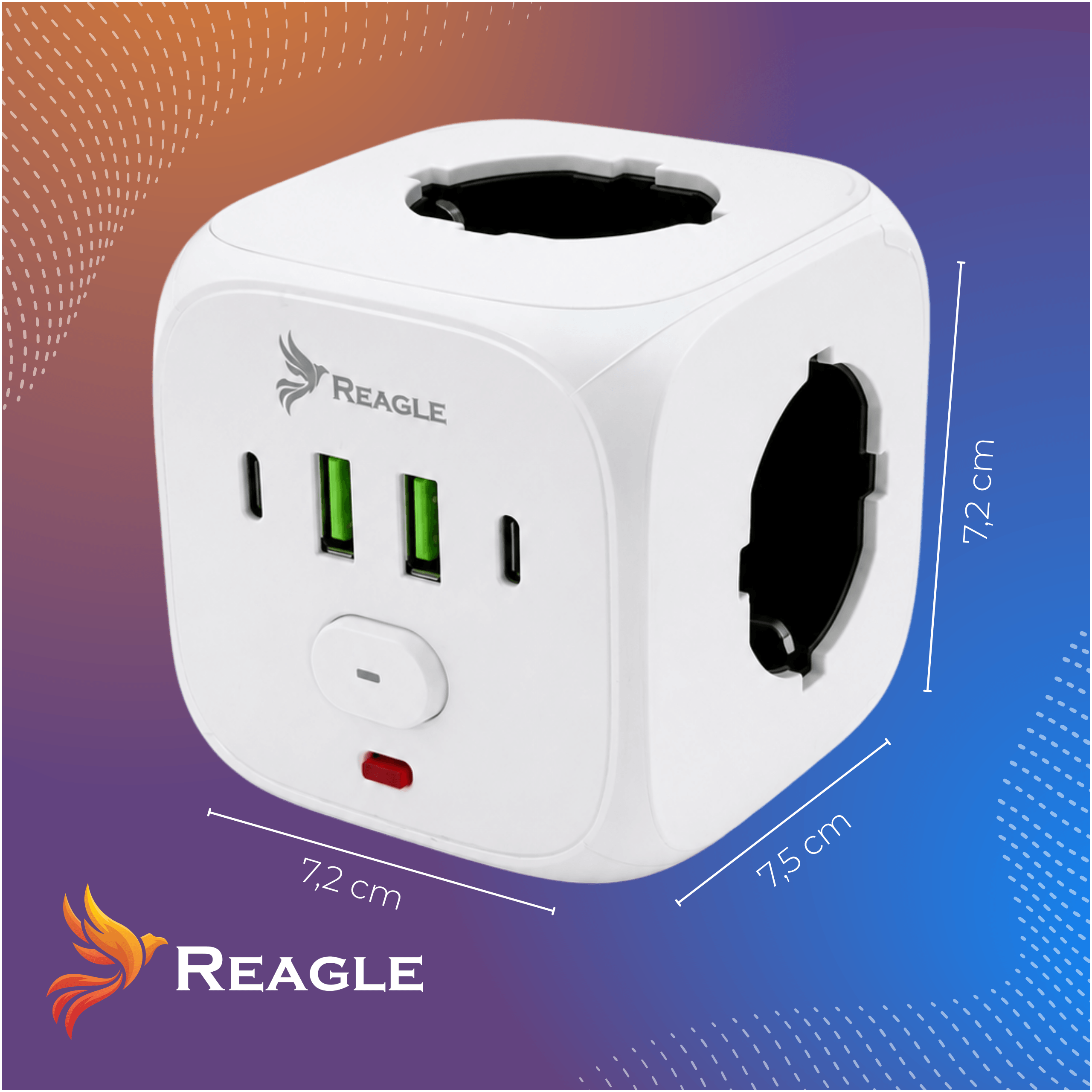 Kostka sieciowa 3x gniazdo 230V 2x USB-A 2x USB-C