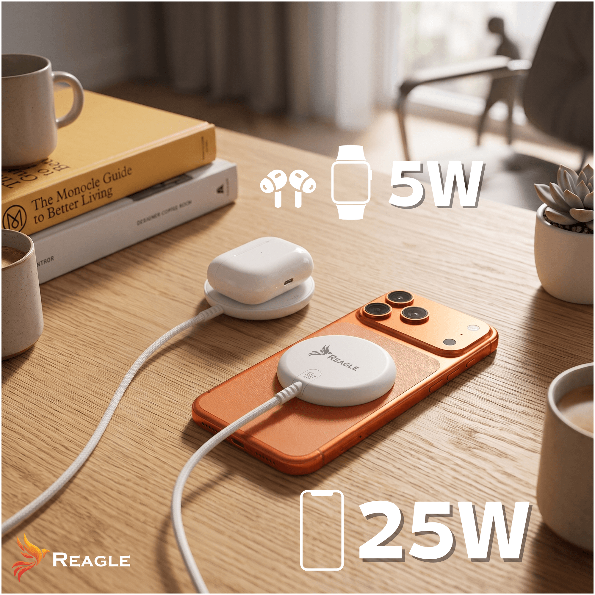 Ładowarka indukcyjna MagSafe / Qi 2.2 25 W USB-C do Apple i Samsung - kolor biały