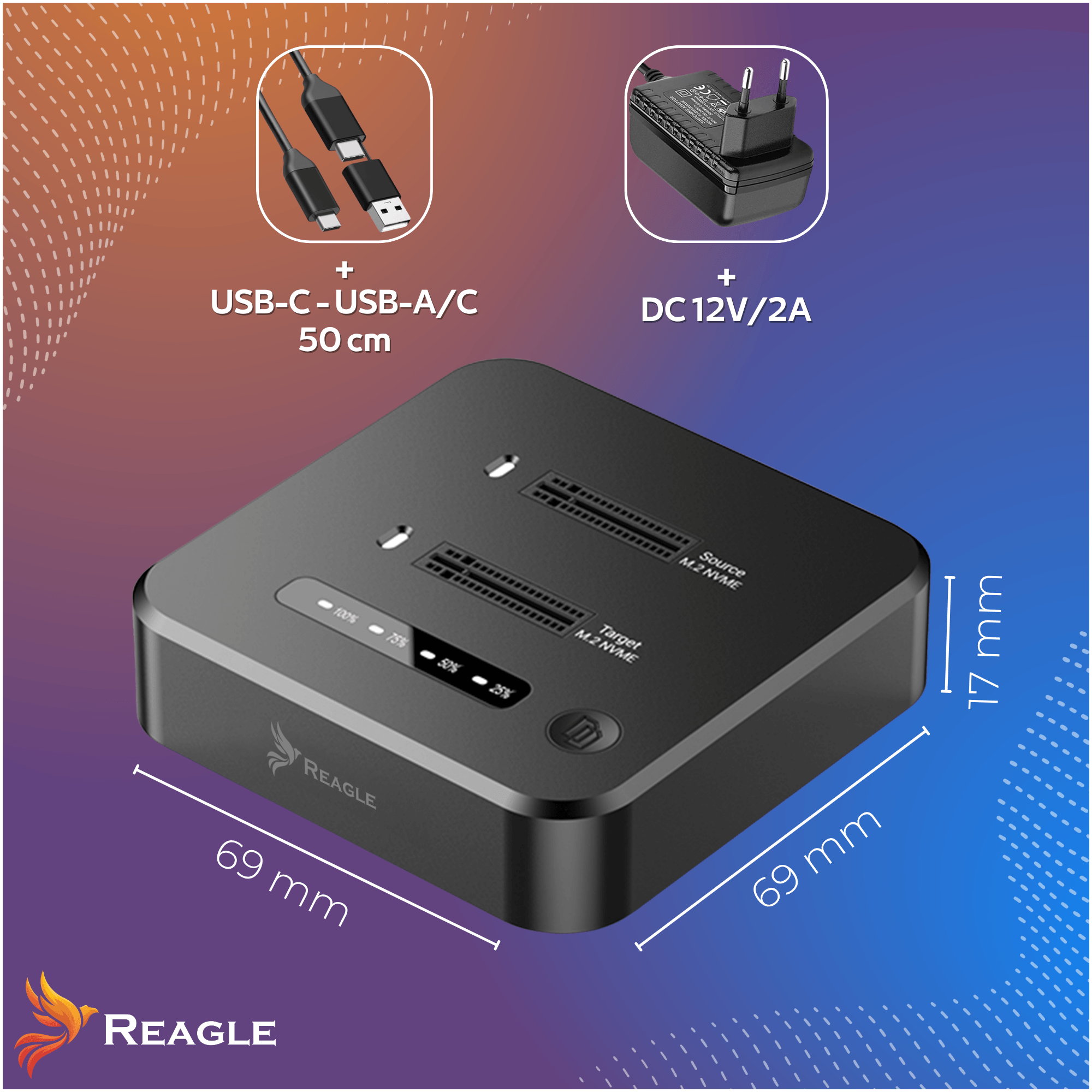 Adapter SSD M.2 NVMe PCIe USB-C 3.2 10Gbps