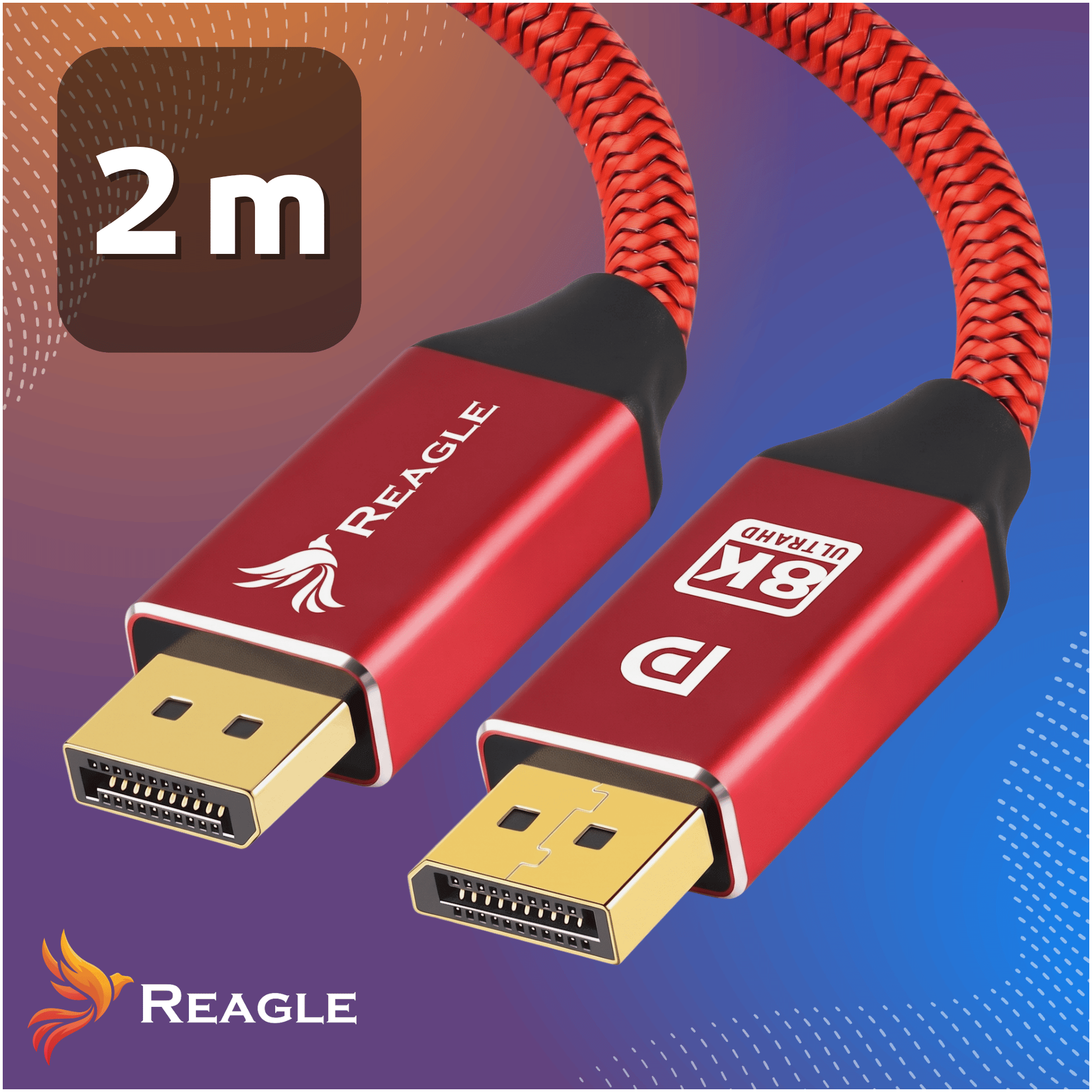 Reagle RDP200M DisplayPort 2 m nylonowy oplot