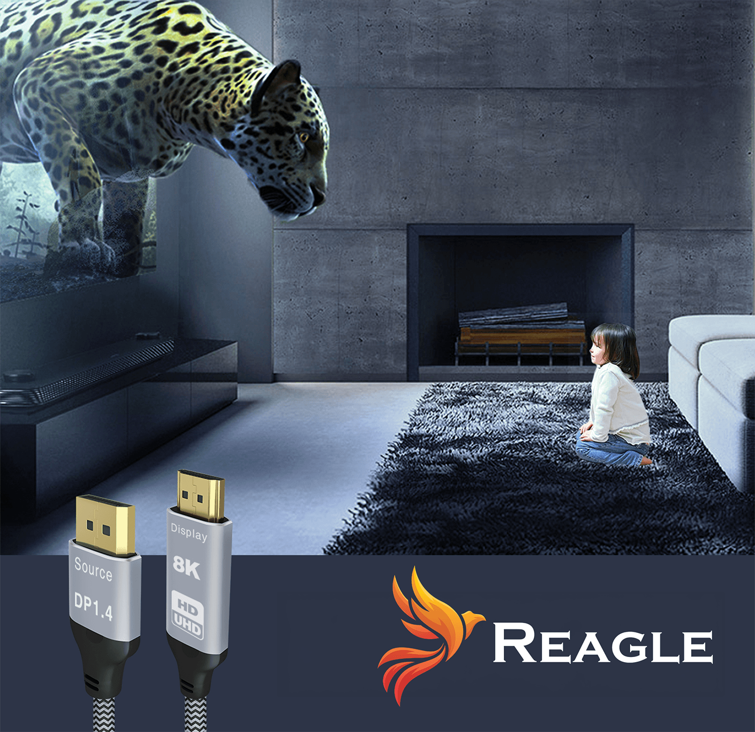 Reagle kabel DisplayPort HDMI 2m 4K 144Hz FHD 240Hz HDR