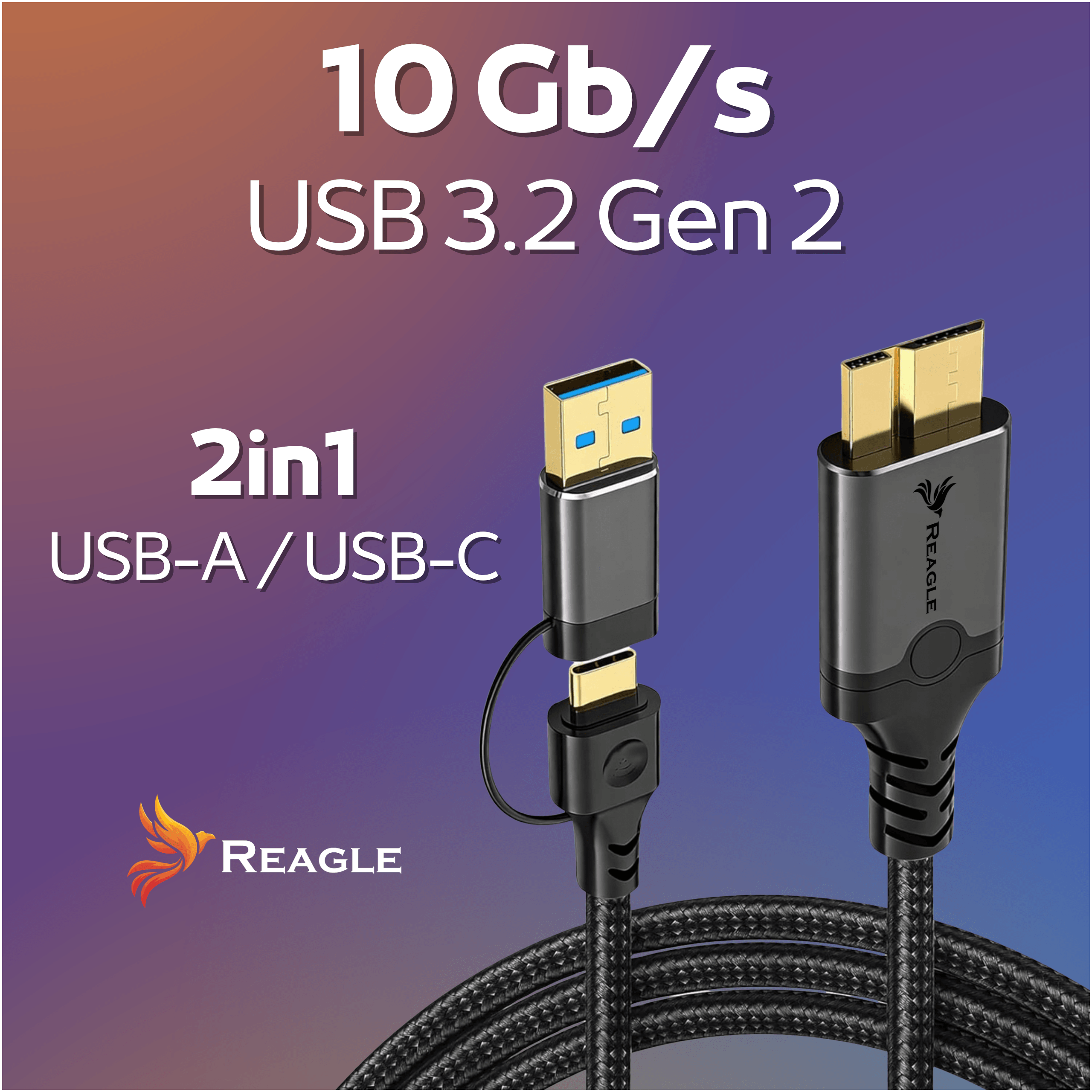 Kabel USB 2 w 1 do dysków zewnętrznych i kamer