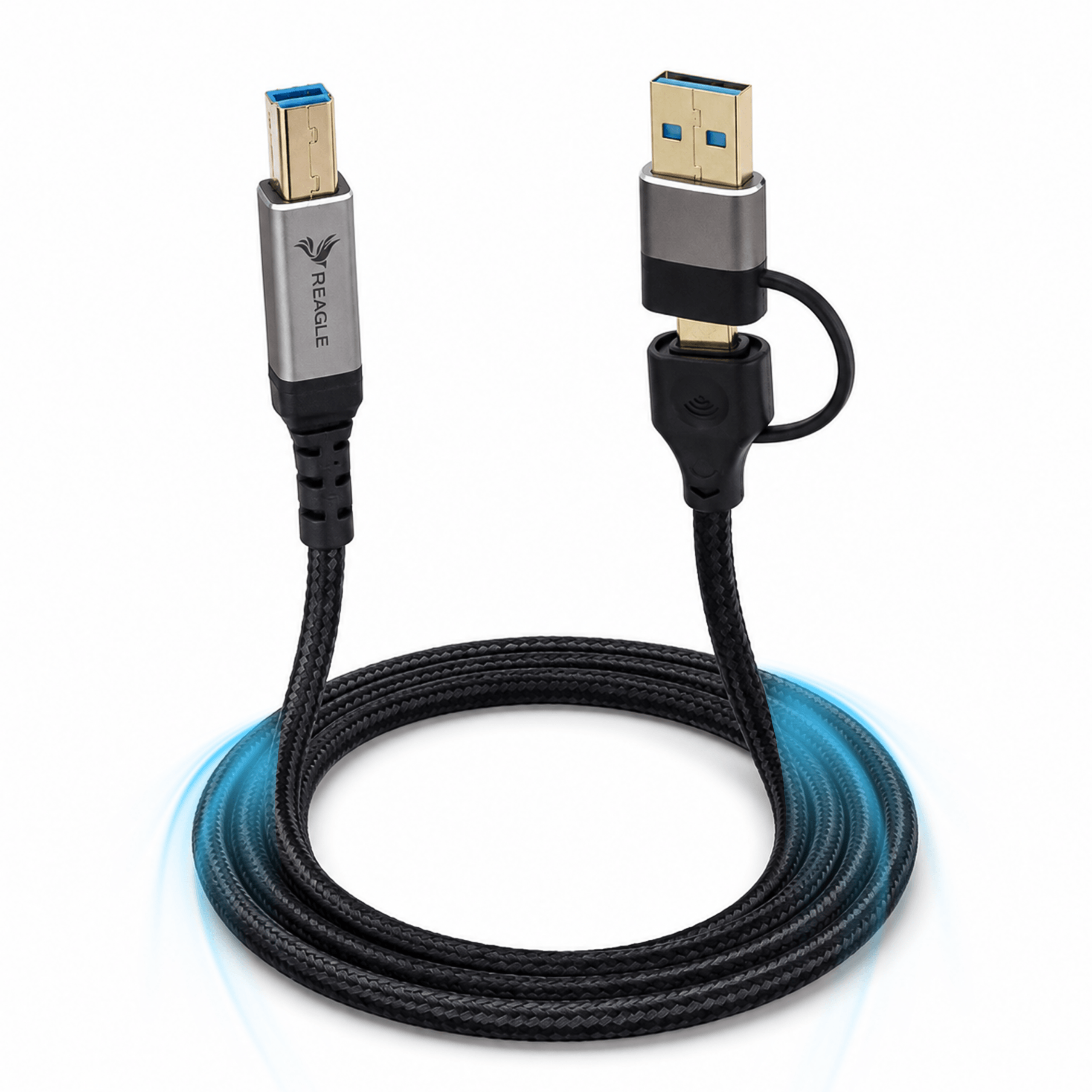 Kabel USB 2w1: USB-A do USB-B i USB-C, 2 m