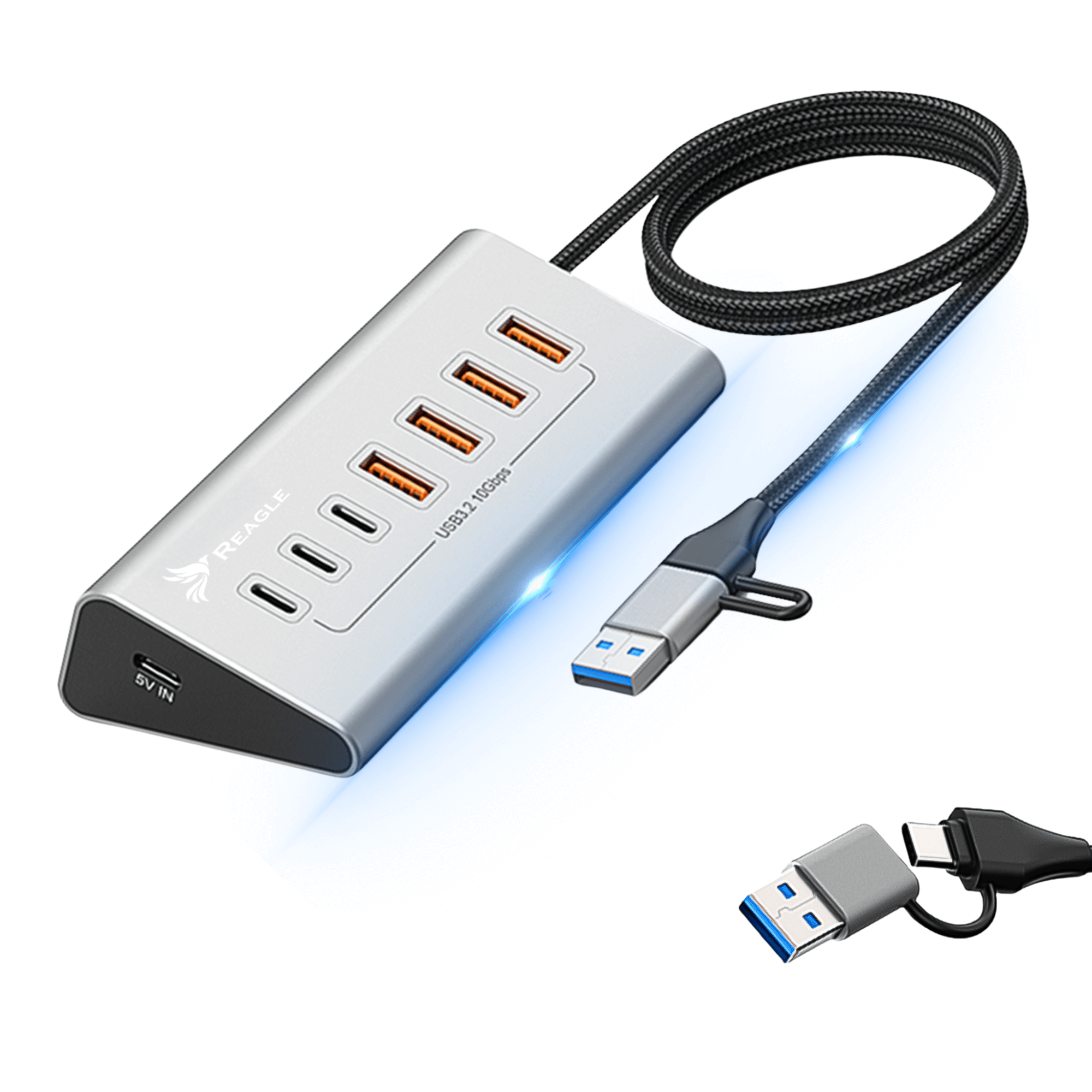 Reagle RHUB65AC aktywny hub USB 3.2 7 portów 7w1 USB-C 10Gbps