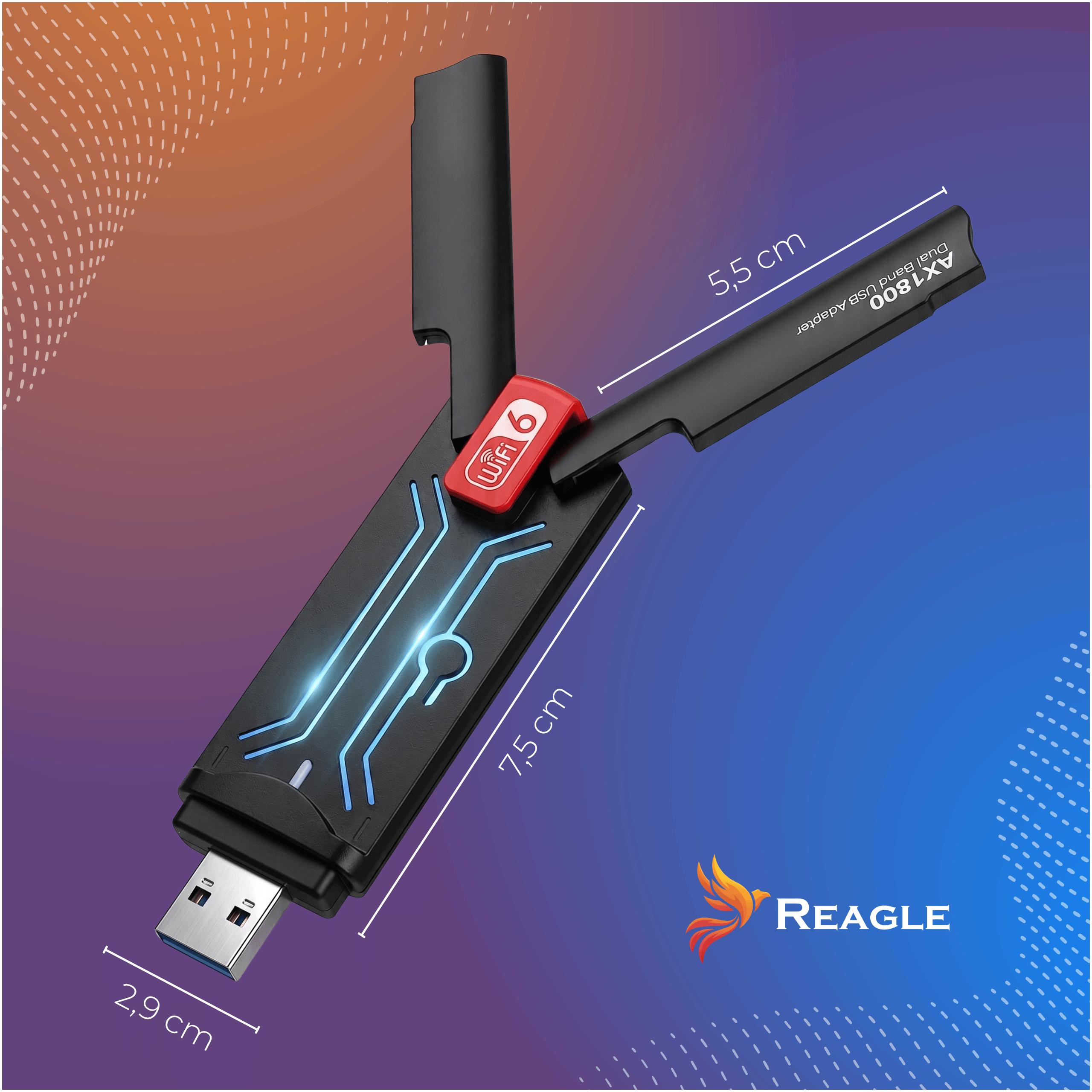 Reagle RYWU5 karta Wi-Fi 6 USB AX1800