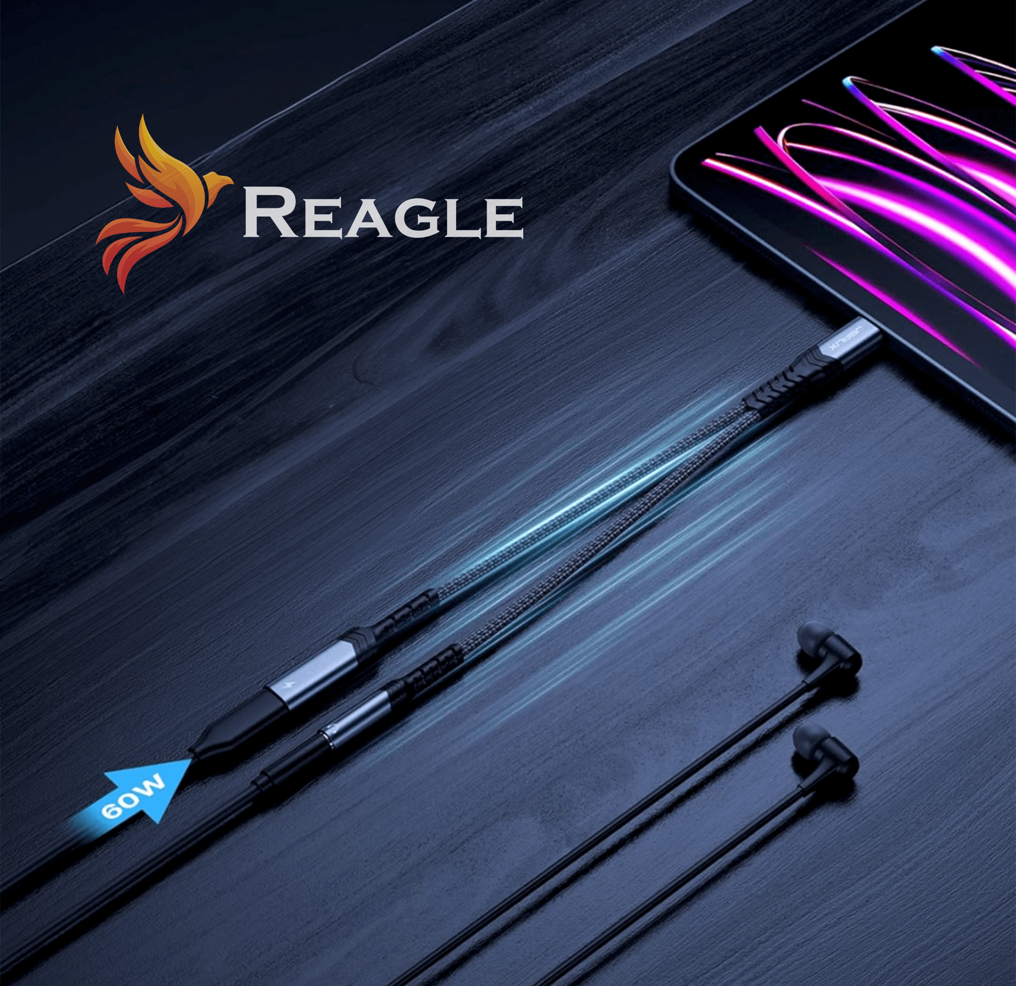 Reagle Adapter USB C MINI JACK 3,5mm auf USB-C Laden 60W_1