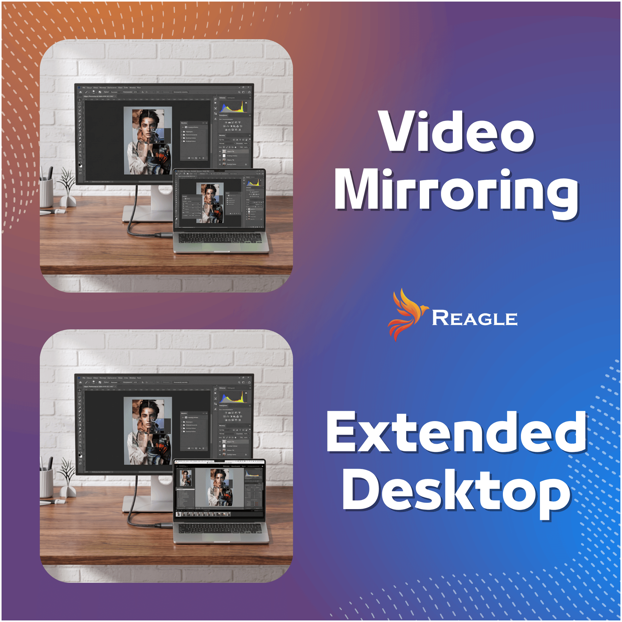 Reagle RCMD180P USB-C do mini DisplayPort kierunek sygnału