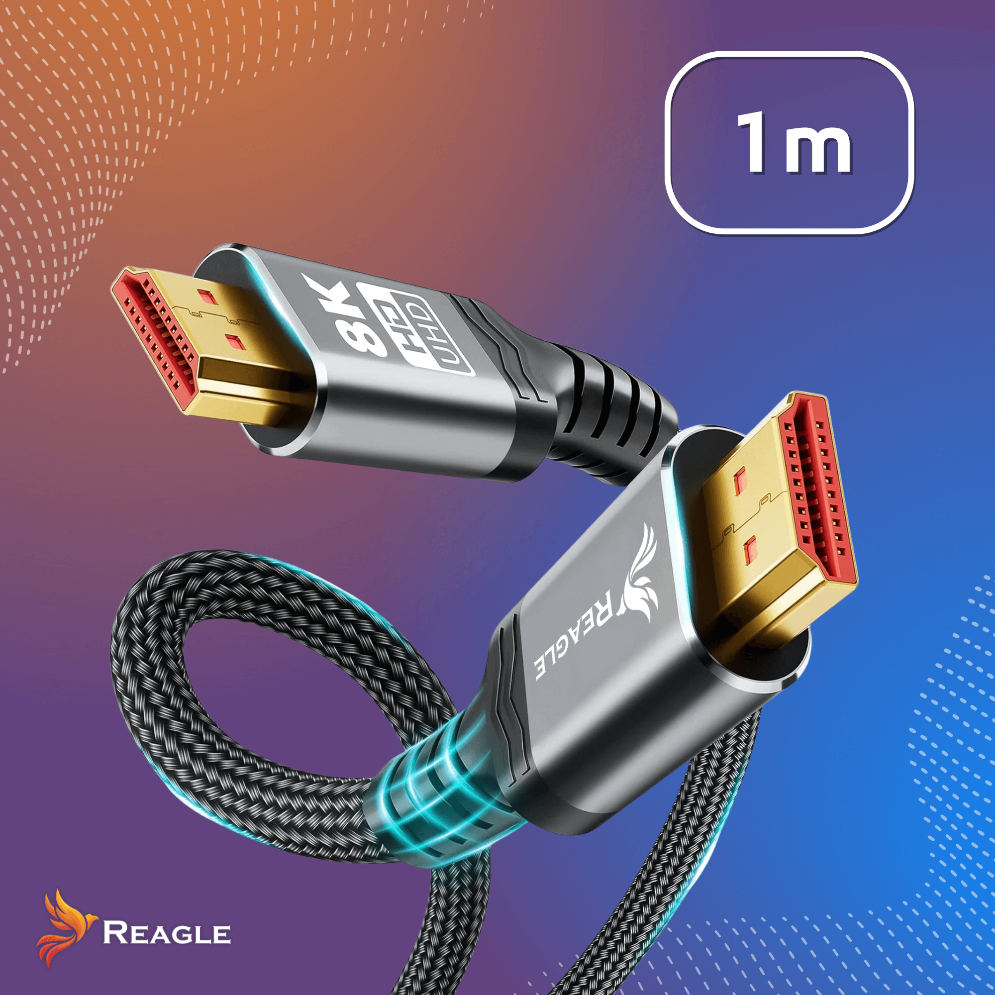 Kabel HDMI 2.1 Reagle 1m 48Gbps 8K HDR