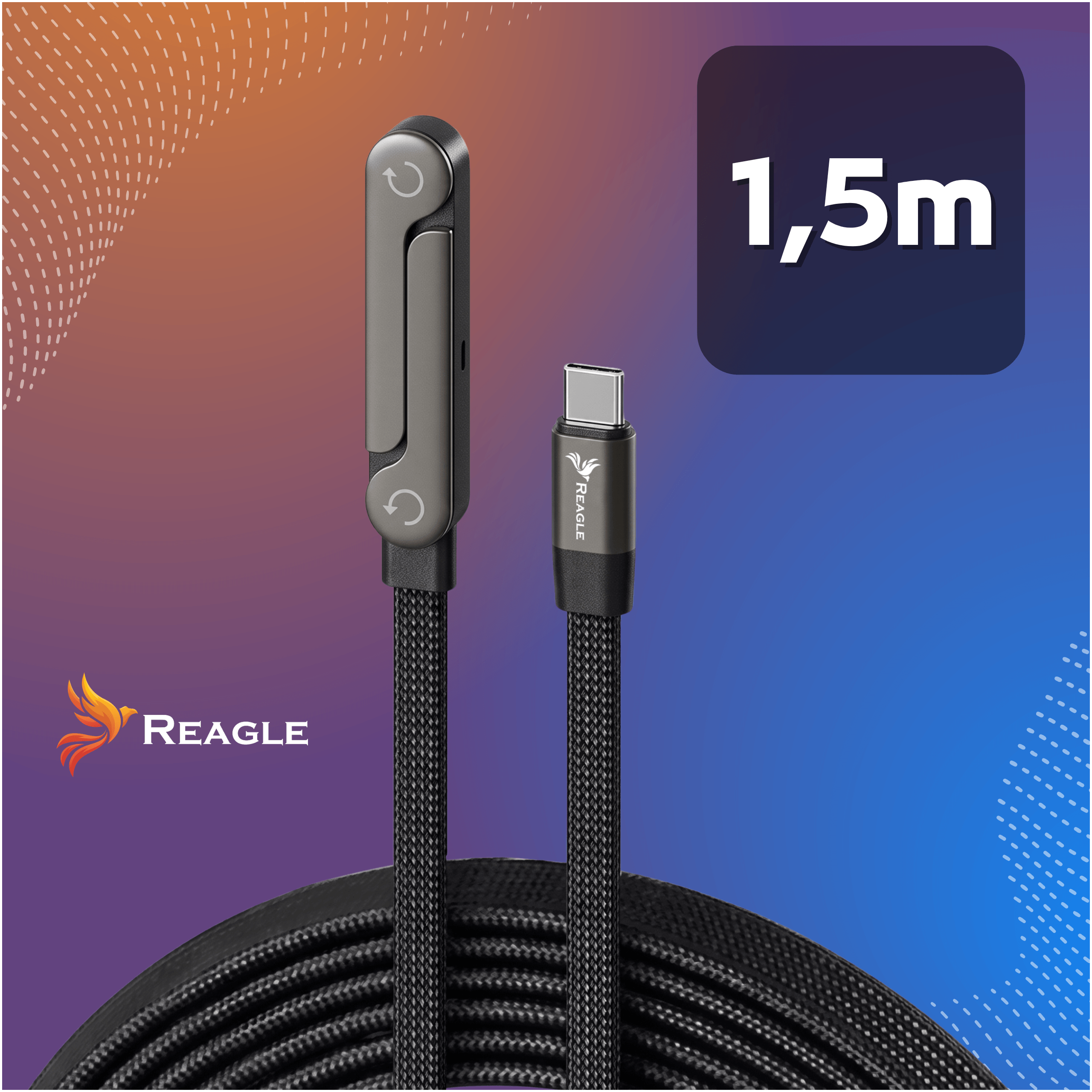 Kabel USB-C PD 240W QC 4.0 Reagle z podstawką
